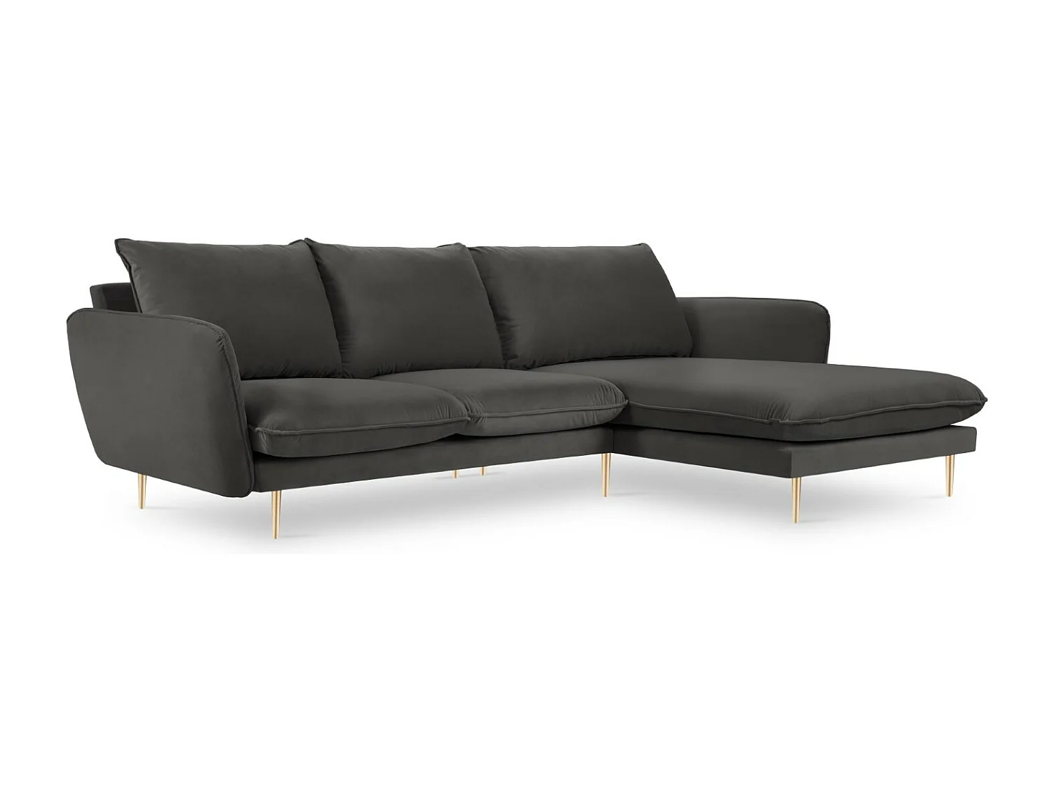 Cosmopolitan Design – Narożnik prawy, „Vienna” 5 miejsc welur, szary ciemny – 255x170x95cm 3742717