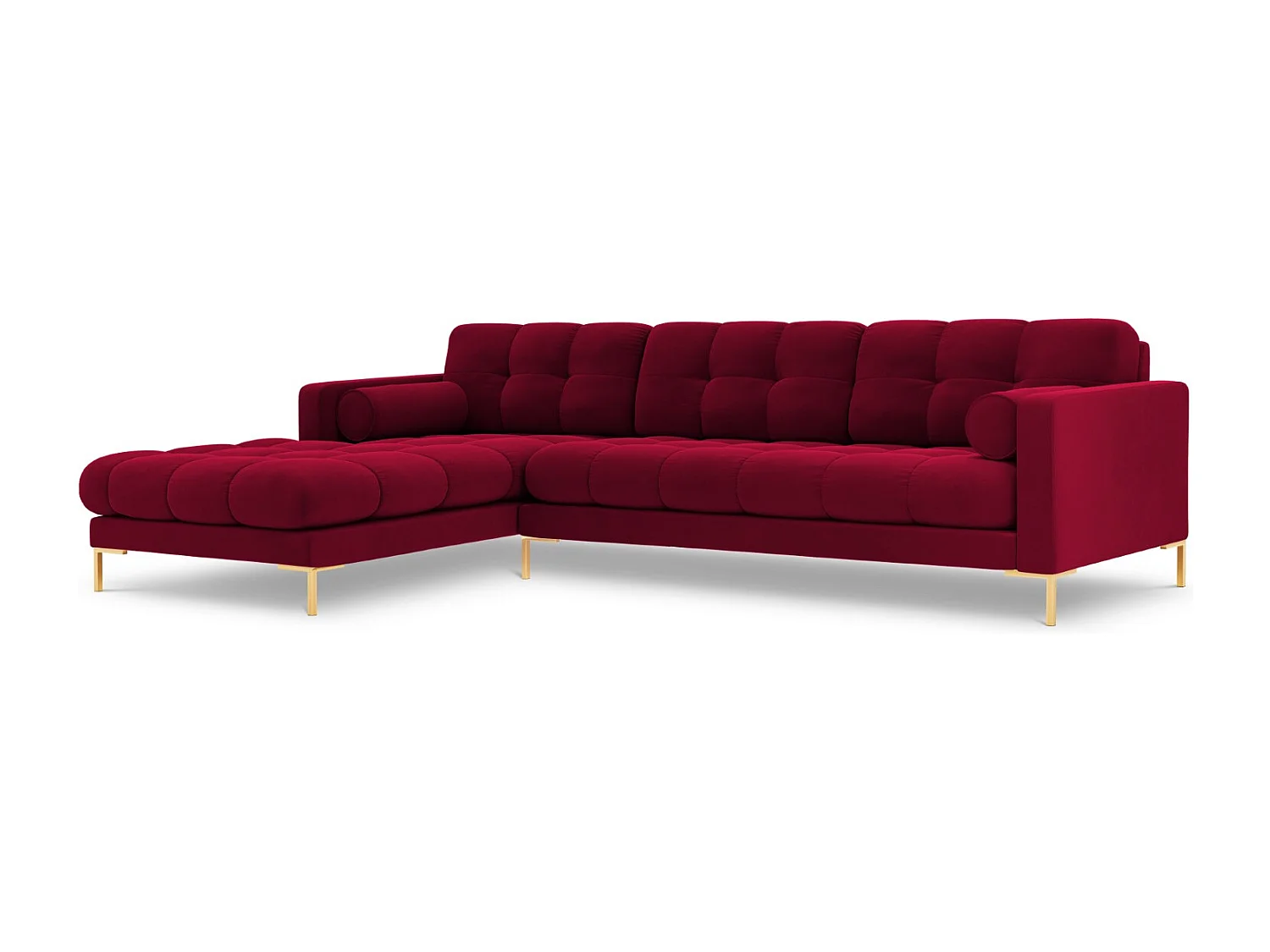 Cosmopolitan Design - Narożnik lewy, "Bali" 5 miejsc welur, czerwony - 293x185x75cm 3742727 - obrazek 1