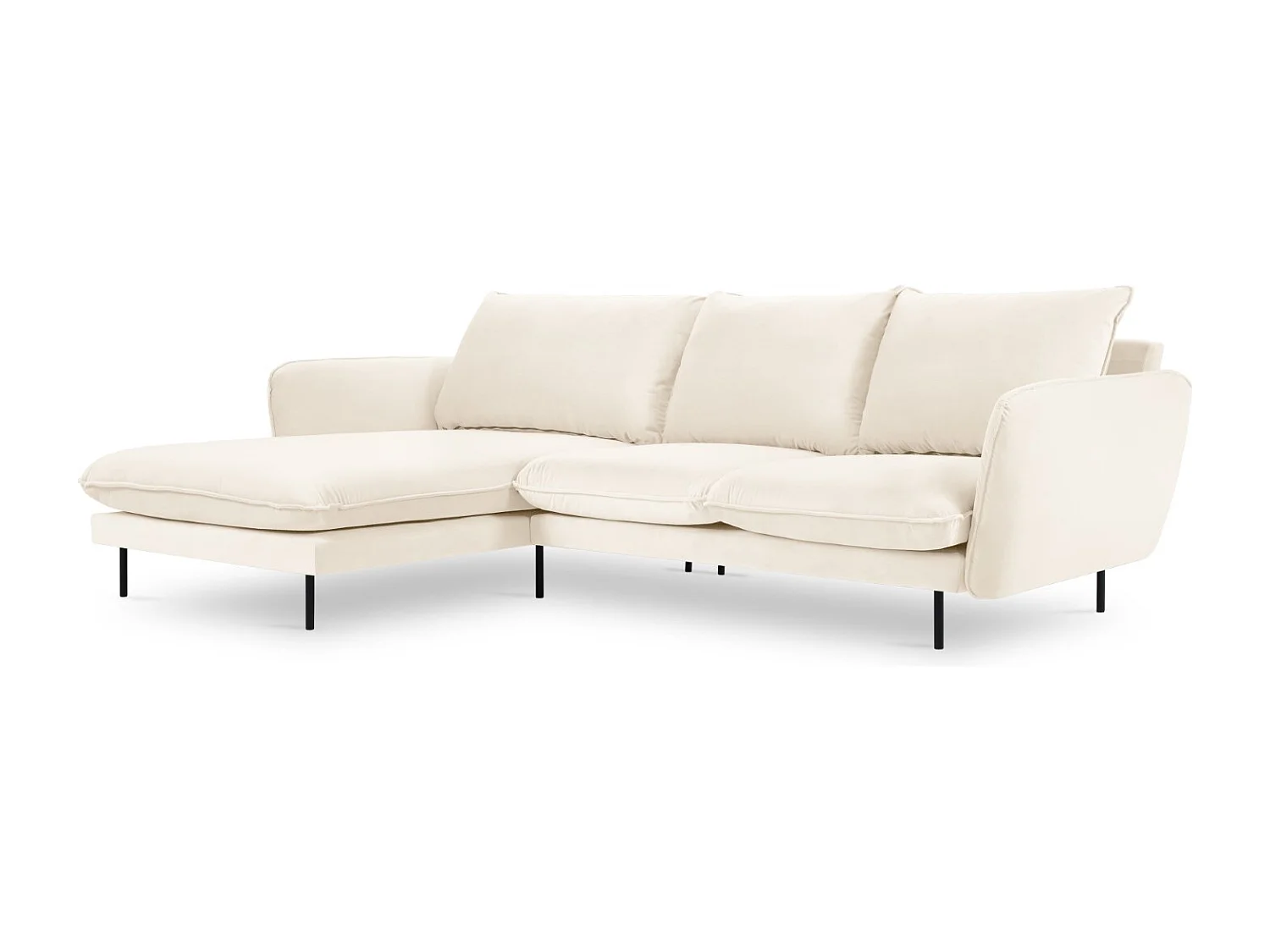 Cosmopolitan Design - Narożnik lewy, "Vienna" 5 miejsc welur, beż jasny - 255x170x95cm 3742742 - obrazek 1