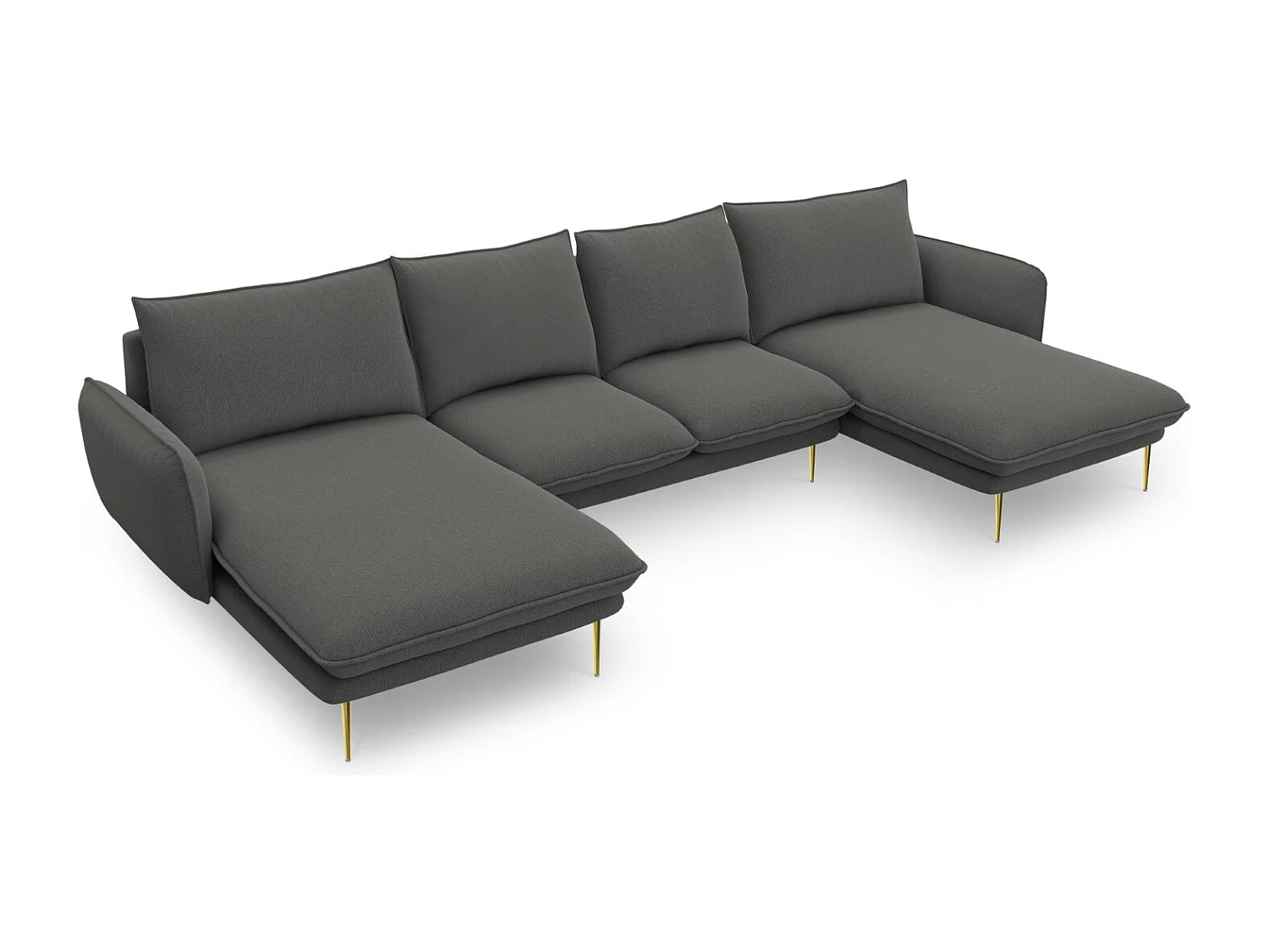 Cosmopolitan Design - Sofa panoramiczna, "Vienna" 6 miejsc tkanina strukturalna, szary ciemny - 350x170x95cm 3742758 - obrazek 1