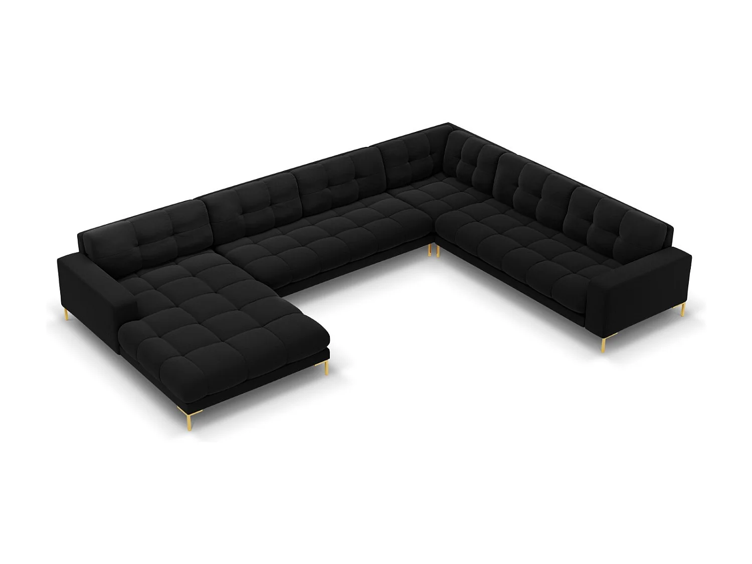 Cosmopolitan Design - Narożnik prawy panoramiczny, "Bali" 7 miejsc welur, czarny - 327x256x75cm 3742767 - obrazek 1