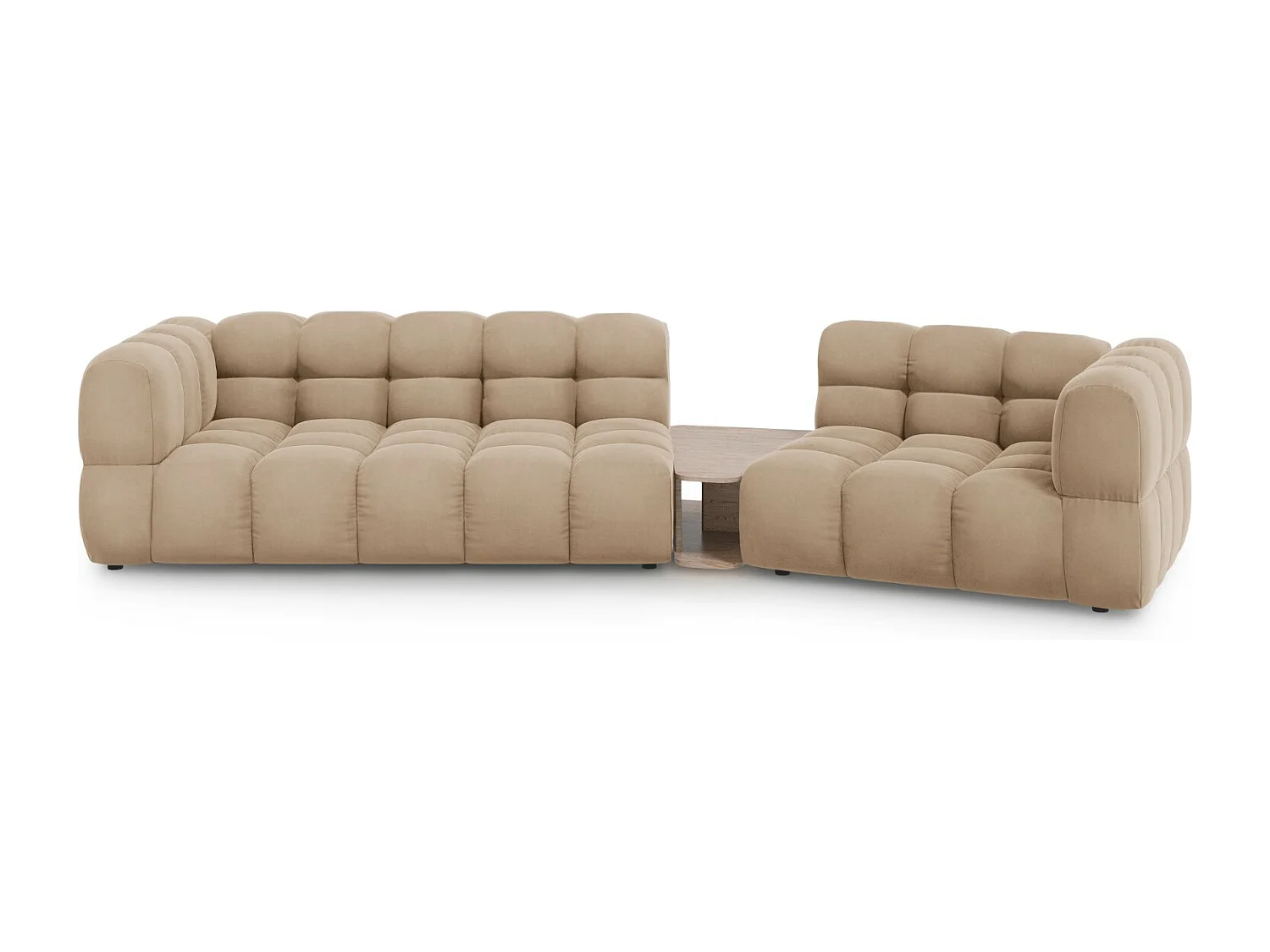 Cosmopolitan Design - Sofa modułowa bok prawy, "Sky" 3 miejsca welur, piasek - 353x148x75cm 3742780 - obrazek 1