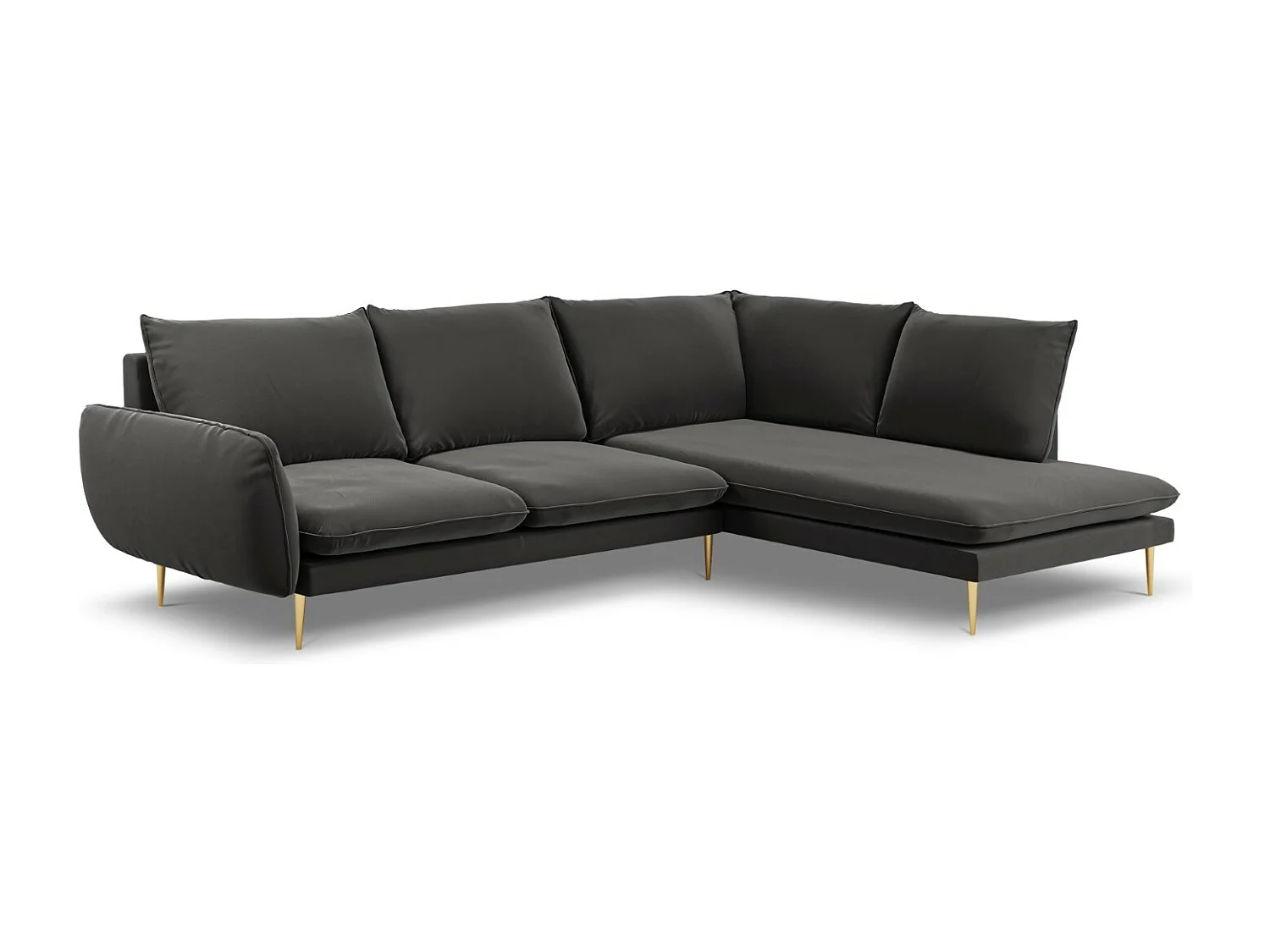 Cosmopolitan Design - Narożnik prawy, "Vienna" 6 miejsc welur, szary ciemny - 275x185x95cm 3742781 - obrazek 1