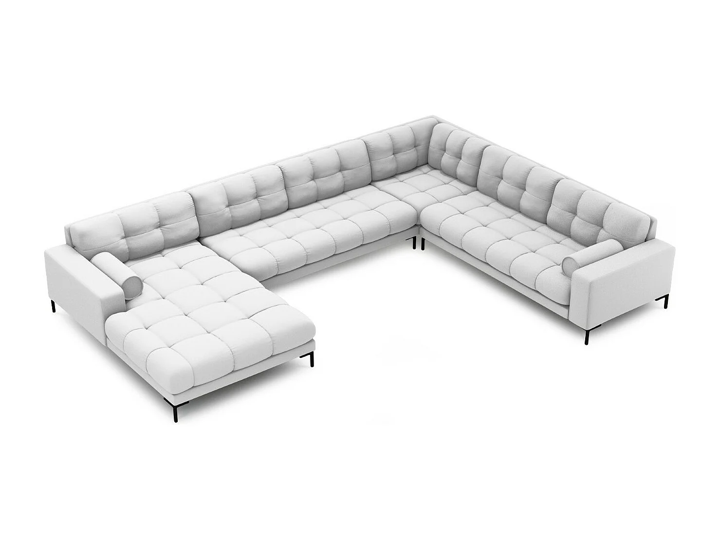 Cosmopolitan Design - Narożnik prawy panoramiczny, "Bali" 7 miejsc tkanina strukturalna, szary jasny - 327x256x75cm 3742783 - obrazek 1
