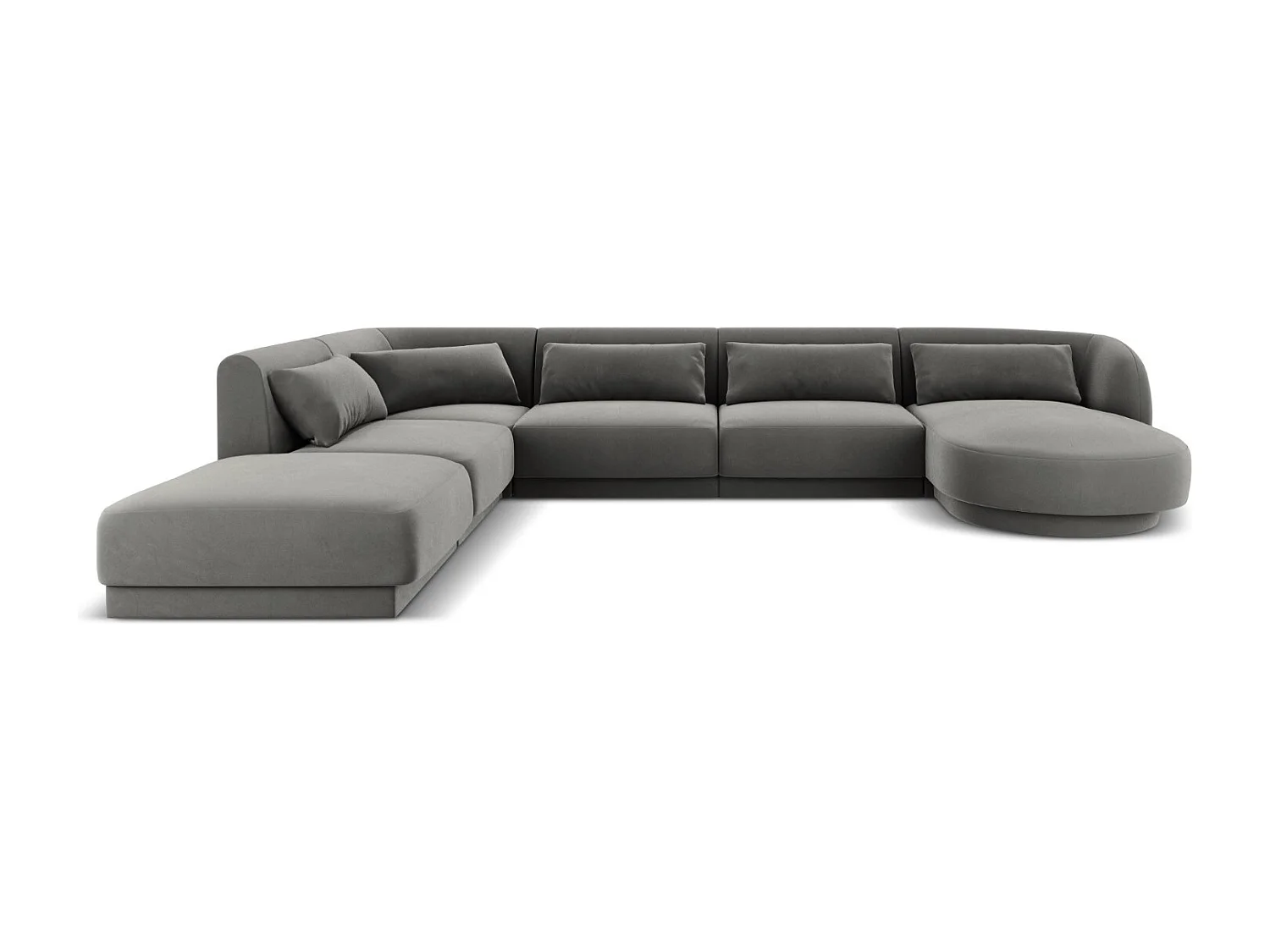 Cosmopolitan Design – Narożnik lewy panoramiczny, „Tulum” 6 miejsc welur, szary jasny – 330x255x70cm 3742809