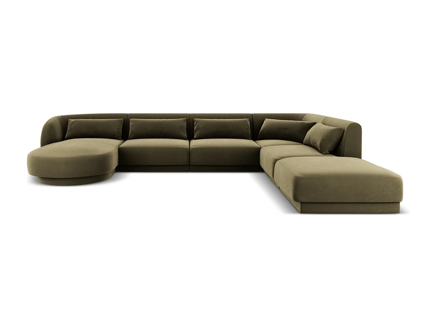 Cosmopolitan Design - Narożnik prawy panoramiczny, "Tulum" 6 miejsc welur, zielony - 330x255x70cm 3742812 - obrazek 1