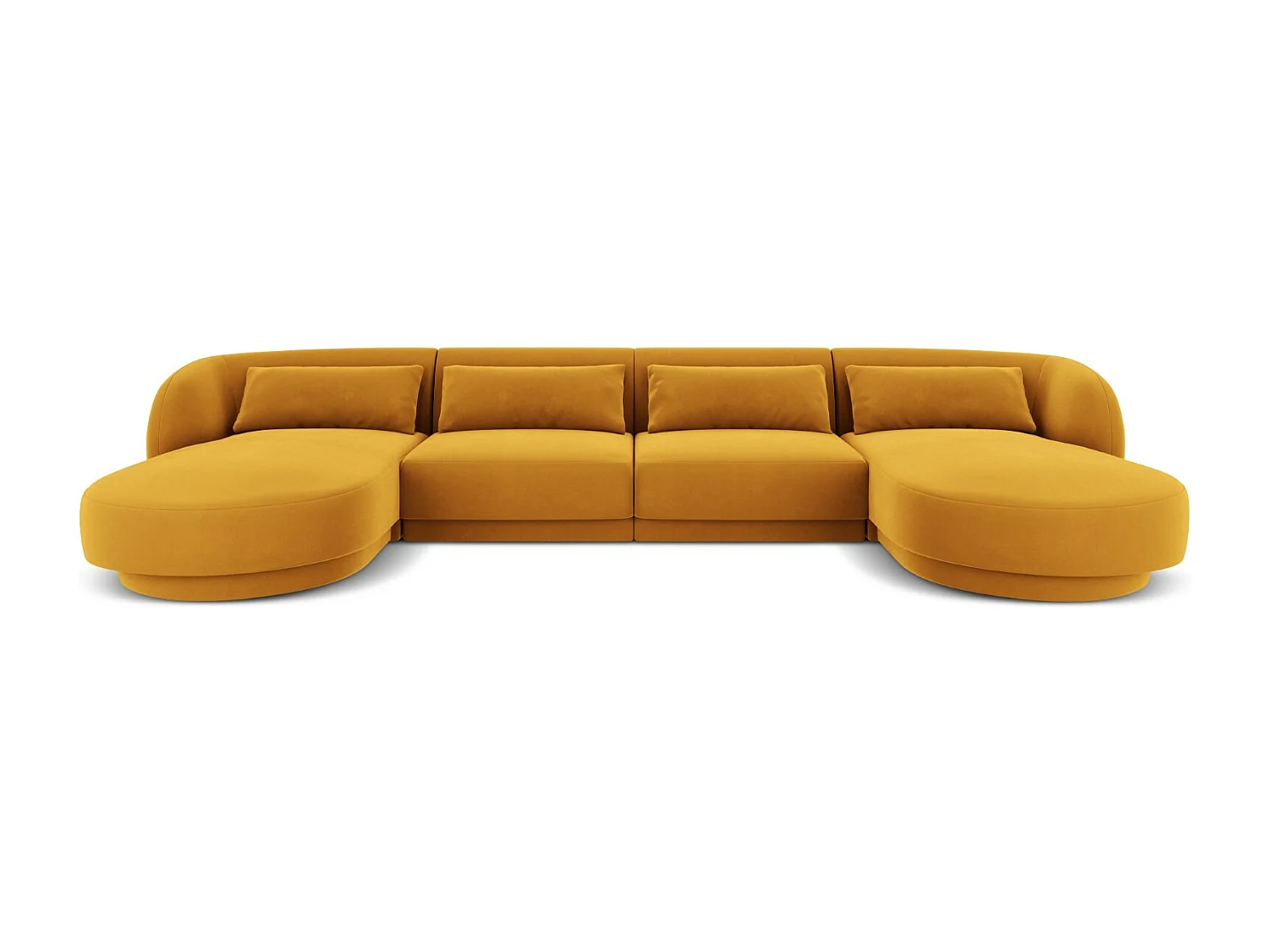 Cosmopolitan Design - Sofa panoramiczna, "Tulum" 5 miejsc welur, żółty - 330x156x70cm 3742825 - obrazek 1