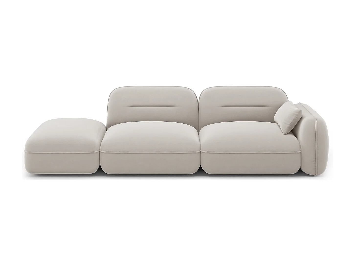 Cosmopolitan Design - Sofa modułowa bok lewy, "Sydney" 3 miejsca welur, beż jasny - 295x90x70cm 3742843 - obrazek 1