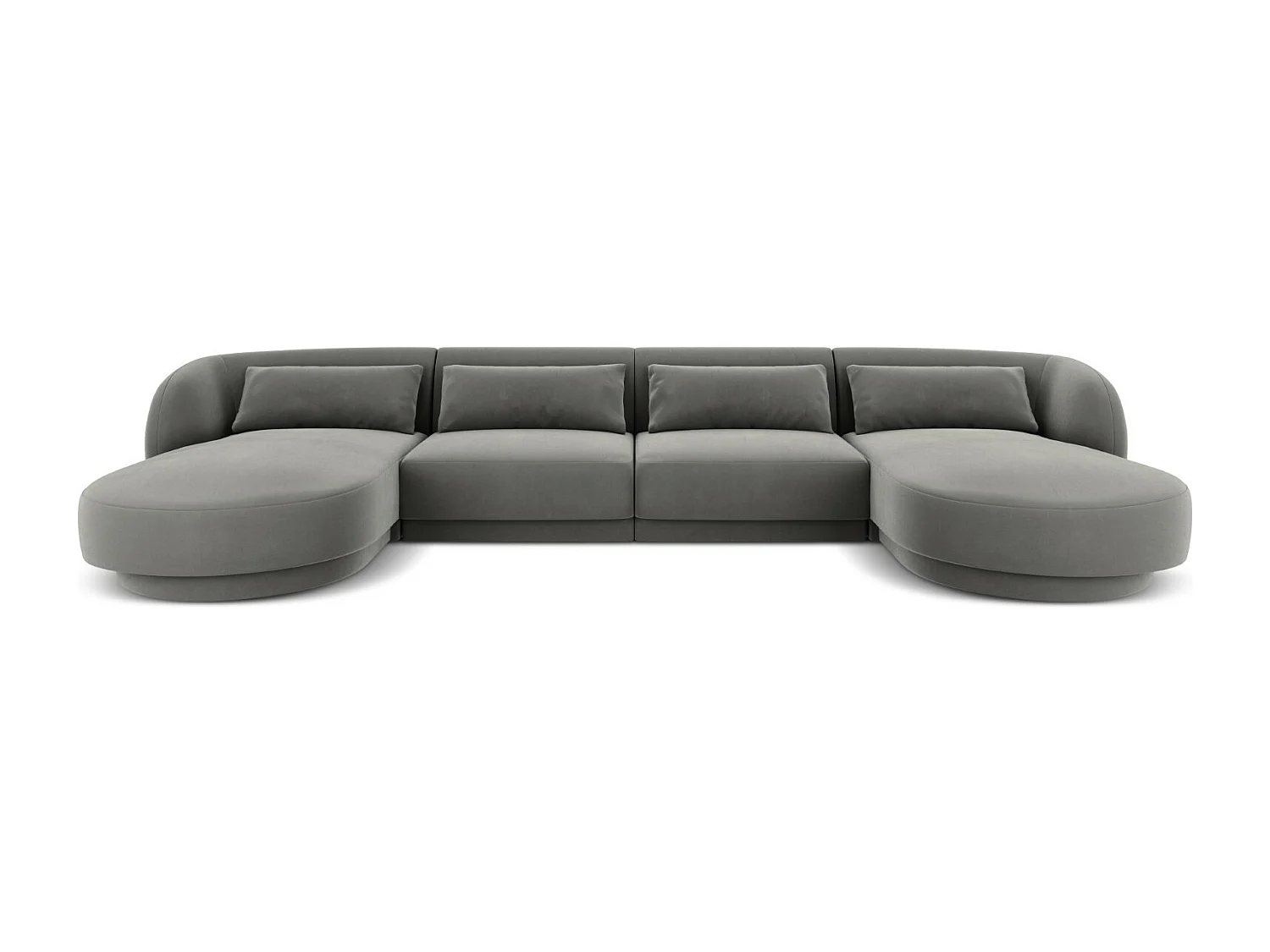 Cosmopolitan Design - Sofa panoramiczna, "Tulum" 5 miejsc welur, szary jasny - 330x156x70cm 3742851 - obrazek 1