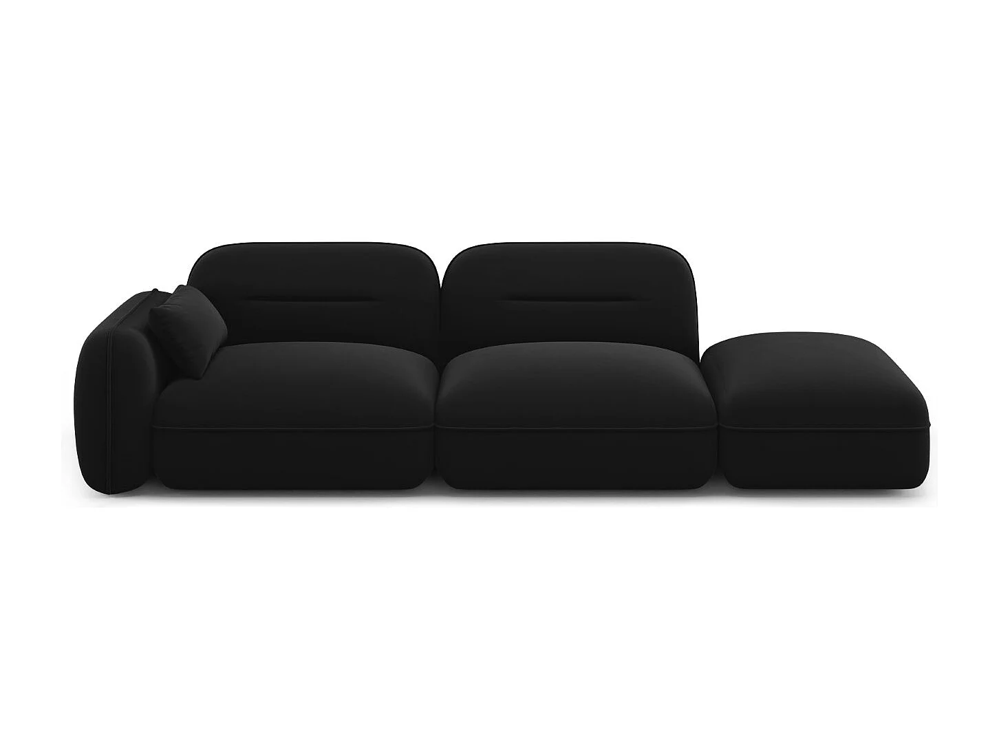Cosmopolitan Design - Sofa modułowa bok prawy, "Sydney" 3 miejsca welur, czarny - 295x90x70cm 3742862 - obrazek 1