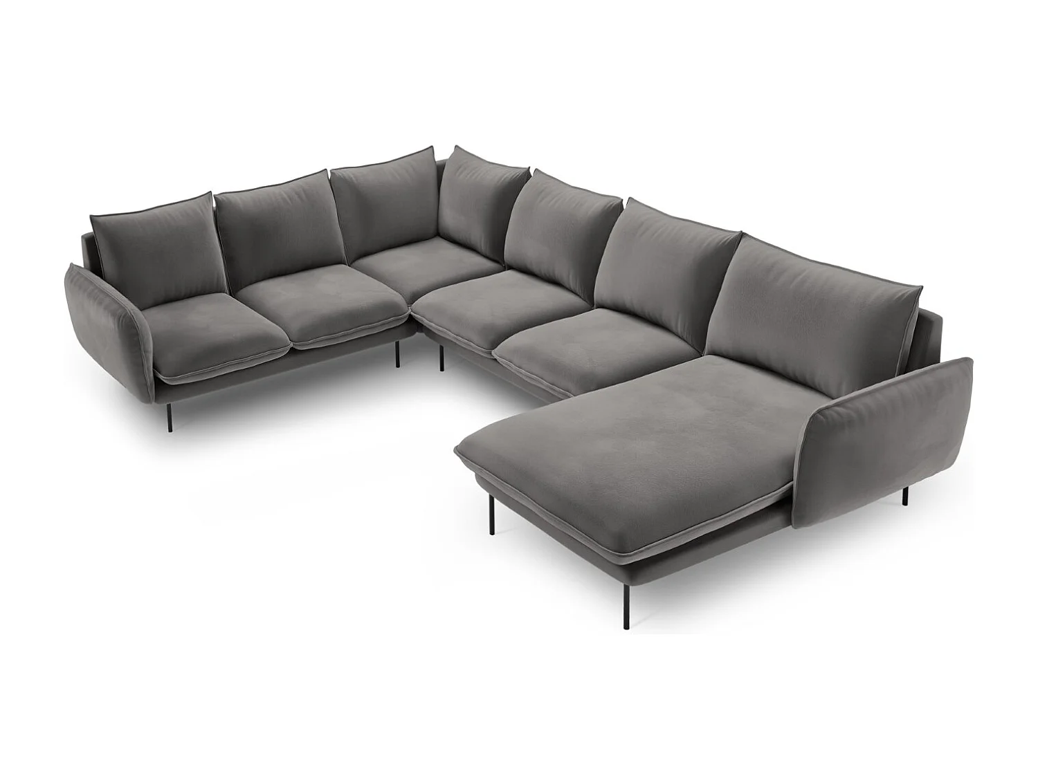 Cosmopolitan Design - Narożnik lewy panoramiczny, "Vienna" 7 miejsc welur, szary jasny - 330x235x95cm 3742867 - obrazek 1