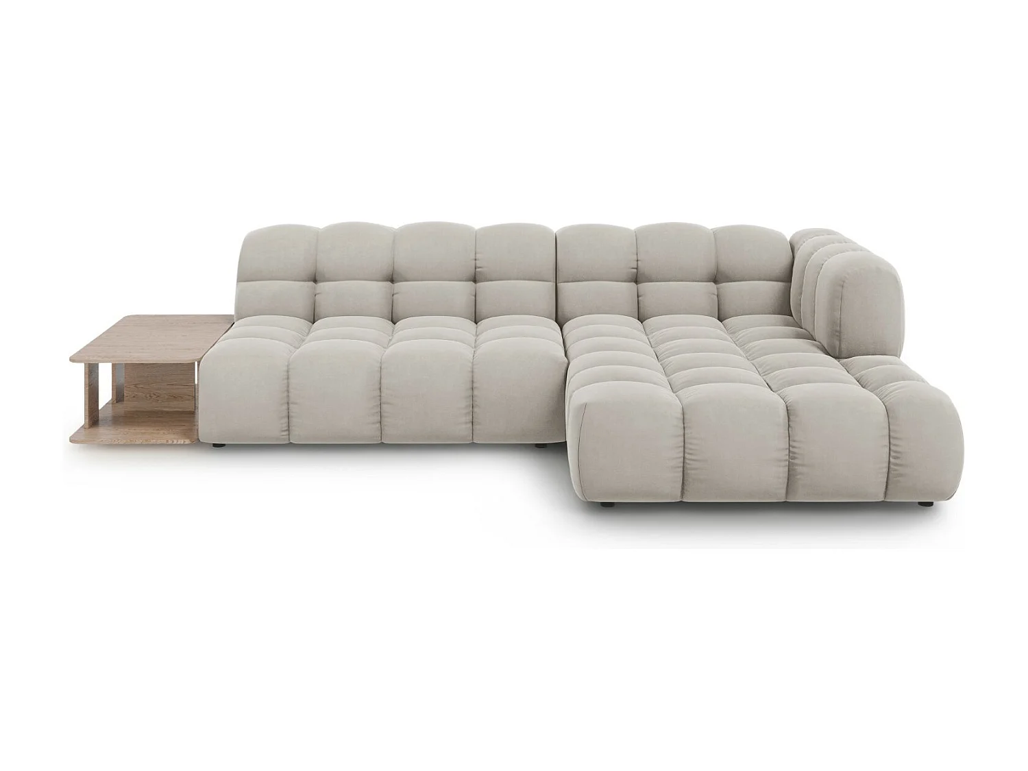 Cosmopolitan Design - Narożnik prawy panoramiczny, "Sky" 4 miejsca welur, beż jasny - 297x162x75cm 3742882 - obrazek 1