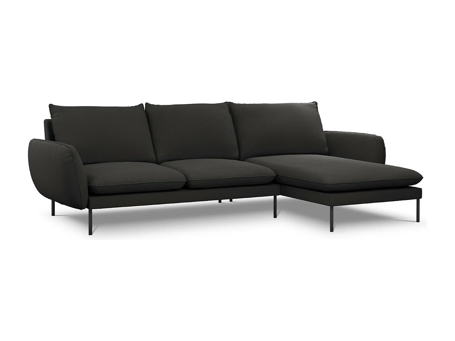 Cosmopolitan Design – Narożnik prawy, „Vienna” 5 miejsc boucle, czarny – 255x170x95cm 3742896
