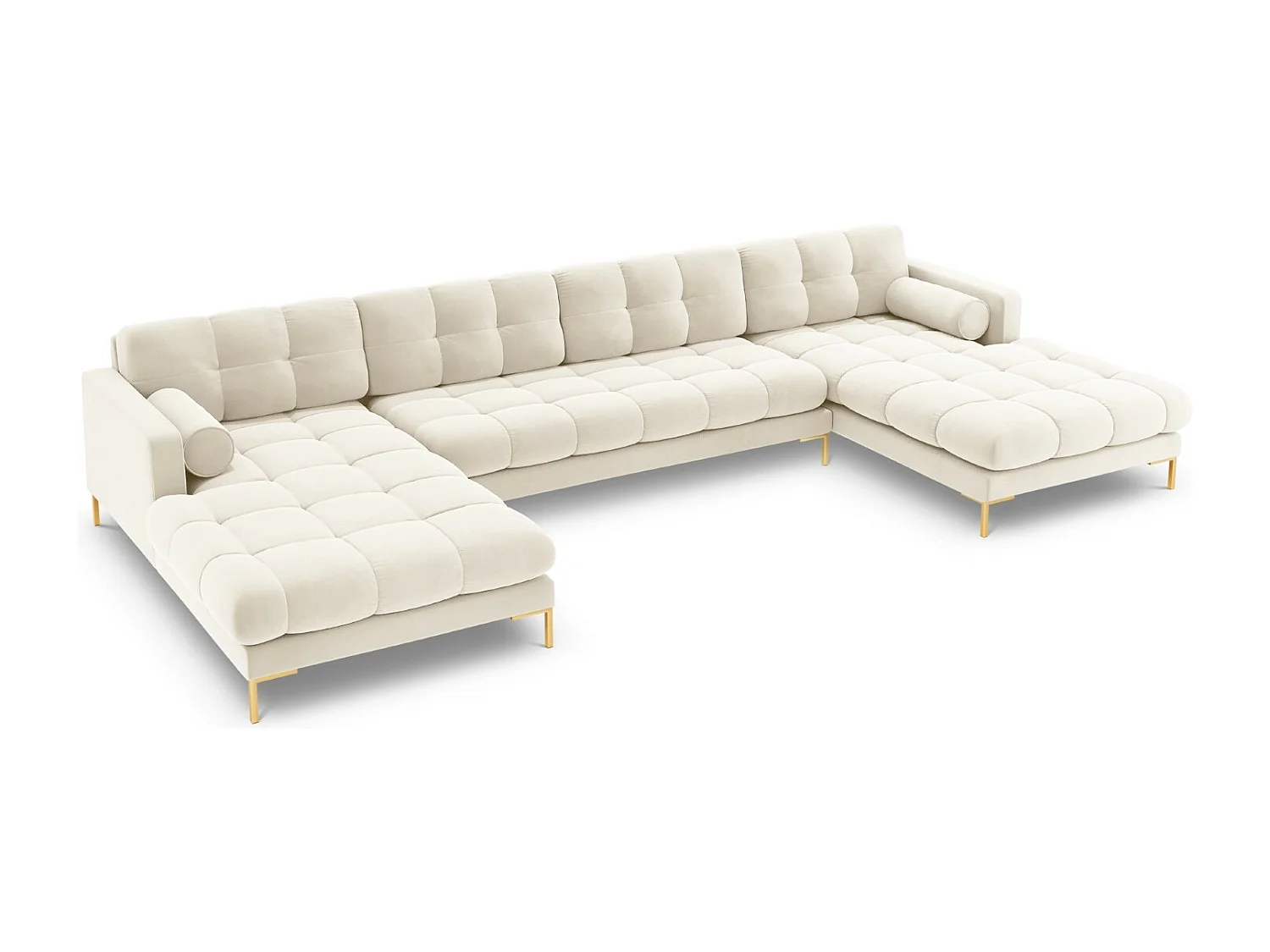 Cosmopolitan Design - Sofa panoramiczna, "Bali" 7 miejsc welur, beż jasny - 383x185x75cm 3742908 - obrazek 1