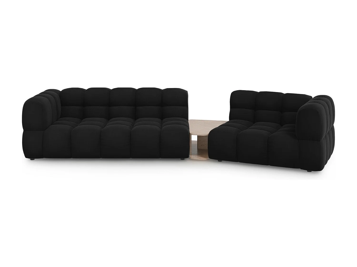 Cosmopolitan Design - Sofa modułowa bok prawy, "Sky" 3 miejsca welur, czarny - 353x148x75cm 3742920 - obrazek 1