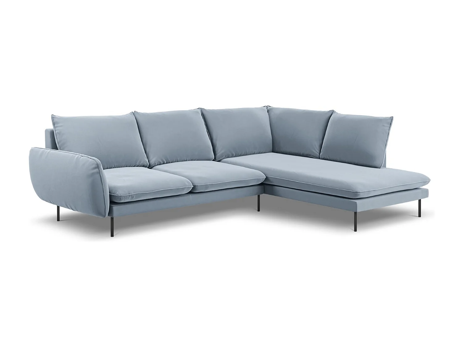 Cosmopolitan Design - Narożnik prawy, "Vienna" 6 miejsc welur, niebieski jasny - 275x185x95cm 3742939 - obrazek 1