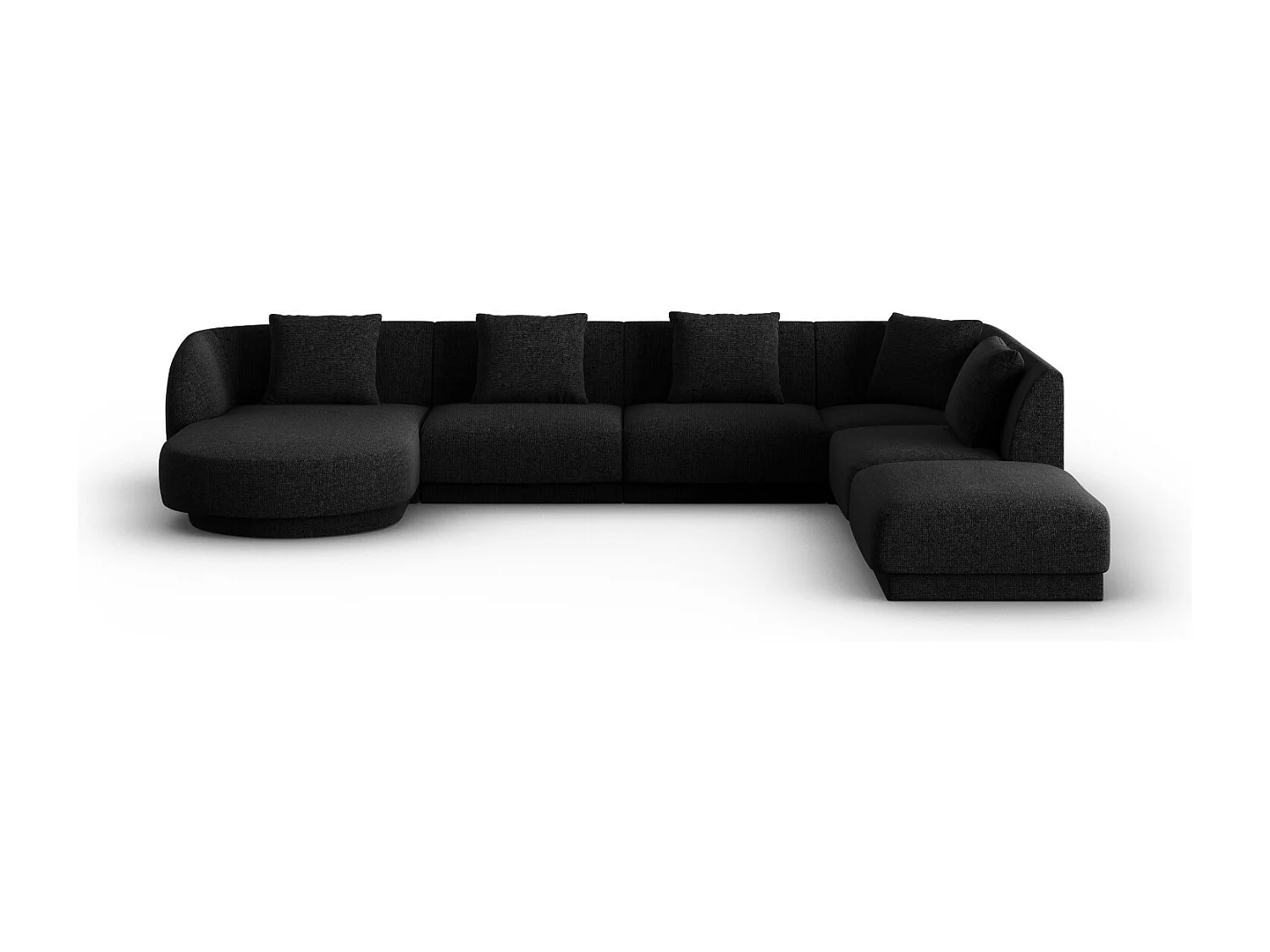 Cosmopolitan Design - Narożnik prawy panoramiczny, "Tulum" 6 miejsc szenil, czarny - 330x255x70cm 3742949 - obrazek 1