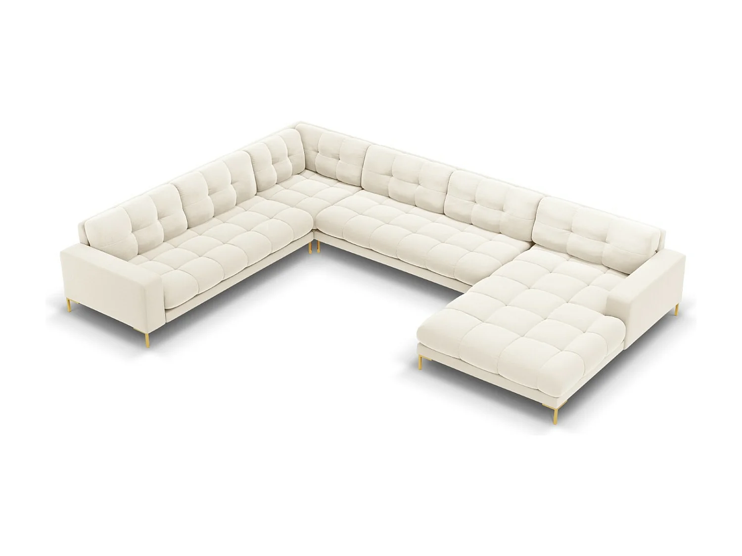 Cosmopolitan Design – Narożnik lewy panoramiczny, „Bali” 7 miejsc welur, beż jasny – 327x256x75cm 3742954