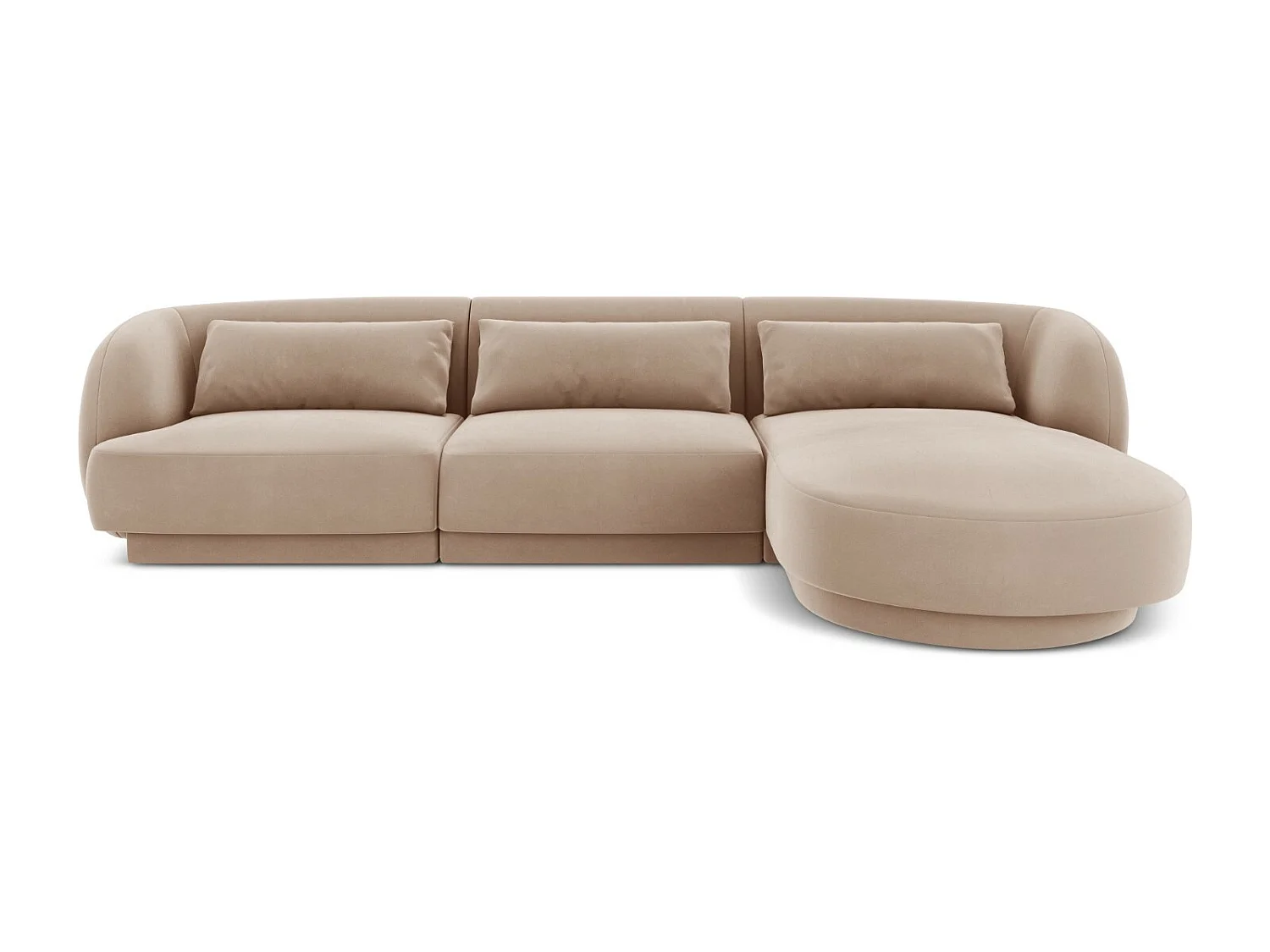 Cosmopolitan Design – Narożnik prawy, „Tulum” 4 miejsca welur, beż – 255x156x70cm 3742958