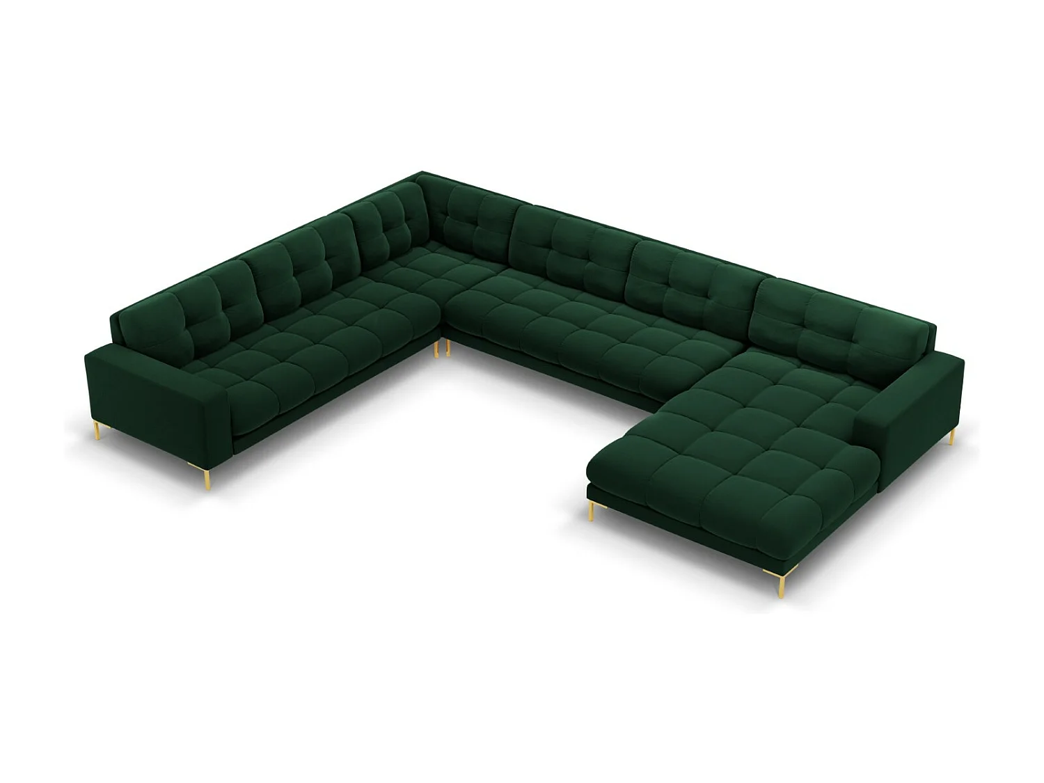 Cosmopolitan Design – Narożnik lewy panoramiczny, „Bali” 7 miejsc welur, zielony butelkowy – 327x256x75cm 3742987
