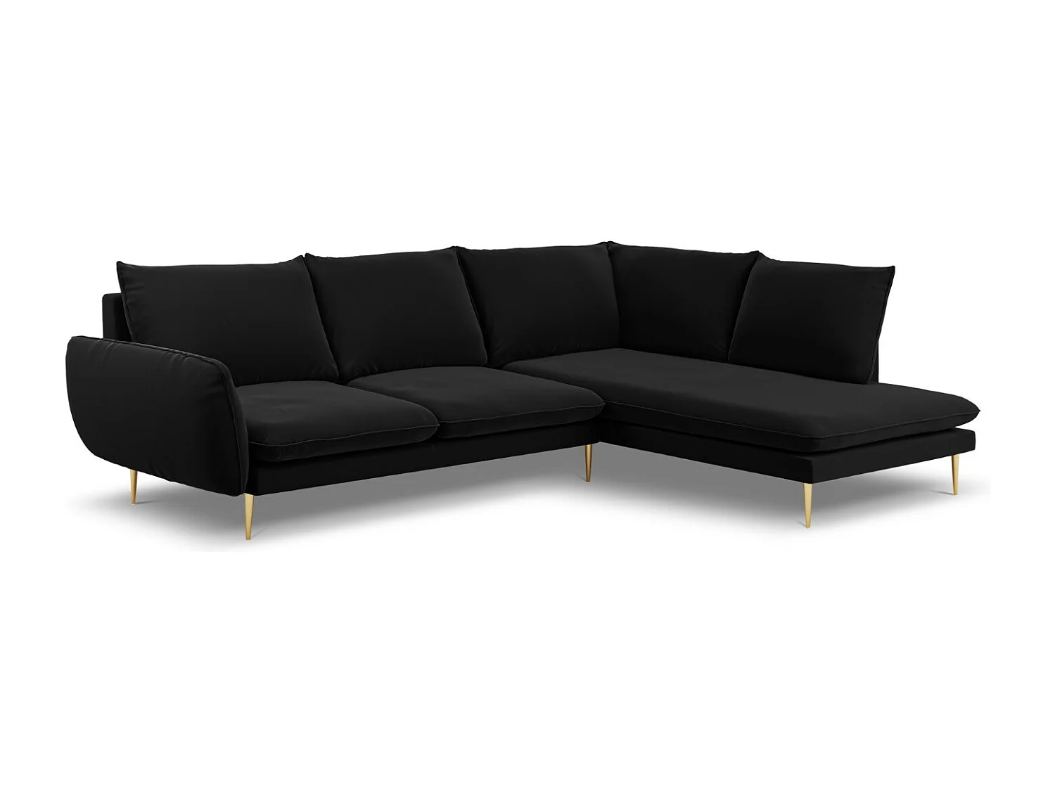 Cosmopolitan Design - Narożnik prawy, "Vienna" 6 miejsc welur, czarny - 275x185x95cm 3742989 - obrazek 1