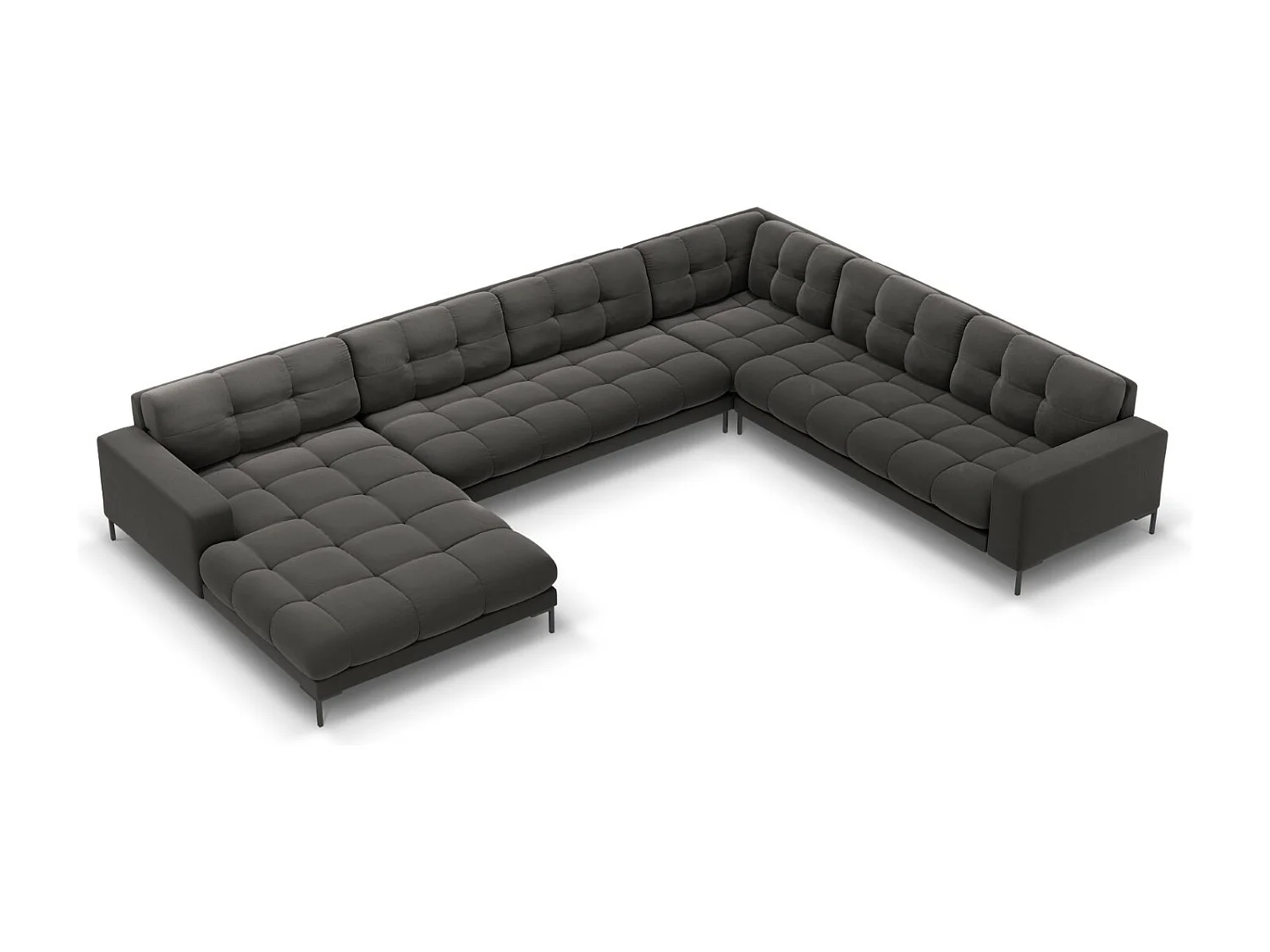 Cosmopolitan Design - Narożnik prawy panoramiczny, "Bali" 7 miejsc welur, szary ciemny - 327x256x75cm 3743000 - obrazek 1
