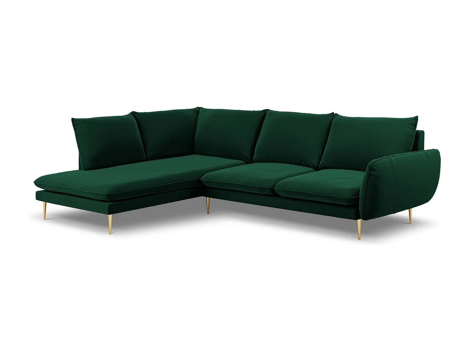 Cosmopolitan Design - Narożnik lewy, "Vienna" 6 miejsc welur, zielony butelkowy - 275x185x95cm 3743044 - obrazek 1