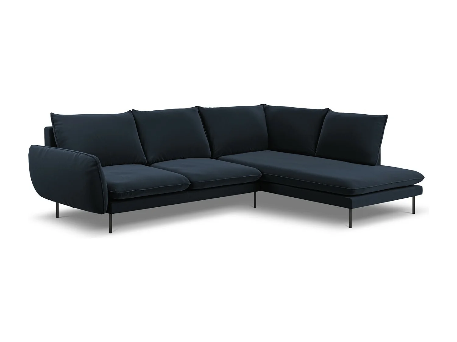 Cosmopolitan Design - Narożnik prawy, "Vienna" 6 miejsc welur, niebieski ciemny - 275x185x95cm 3743049 - obrazek 1