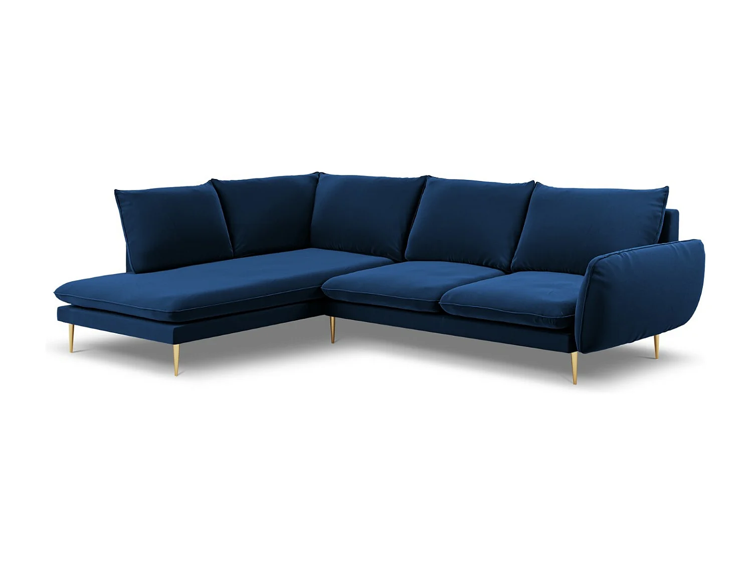 Cosmopolitan Design - Narożnik lewy, "Vienna" 6 miejsc welur, błękit królewski - 275x185x95cm 3743046 - obrazek 1