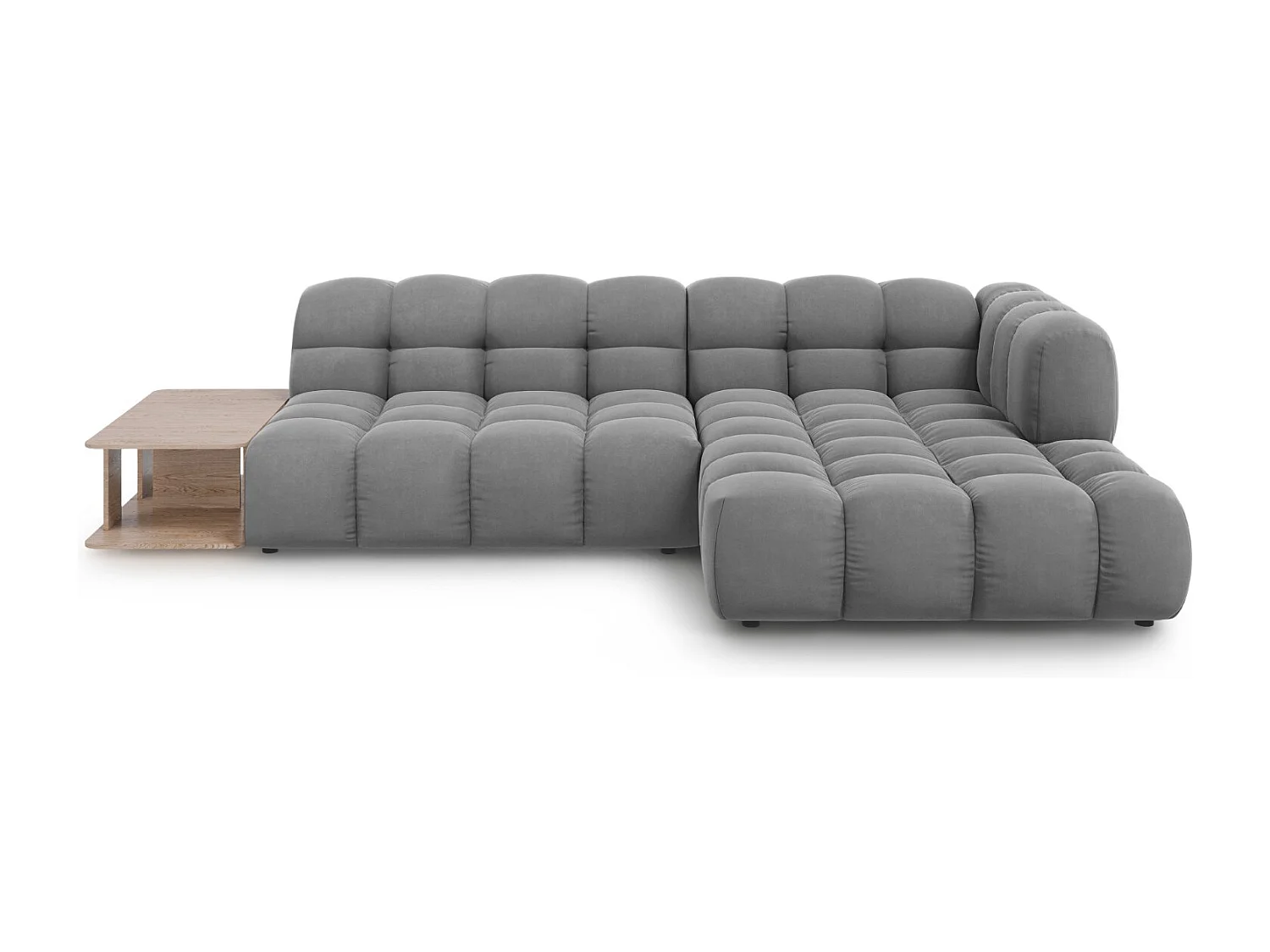 Cosmopolitan Design - Narożnik prawy panoramiczny, "Sky" 4 miejsca welur, szary jasny - 297x162x75cm 3743058 - obrazek 1