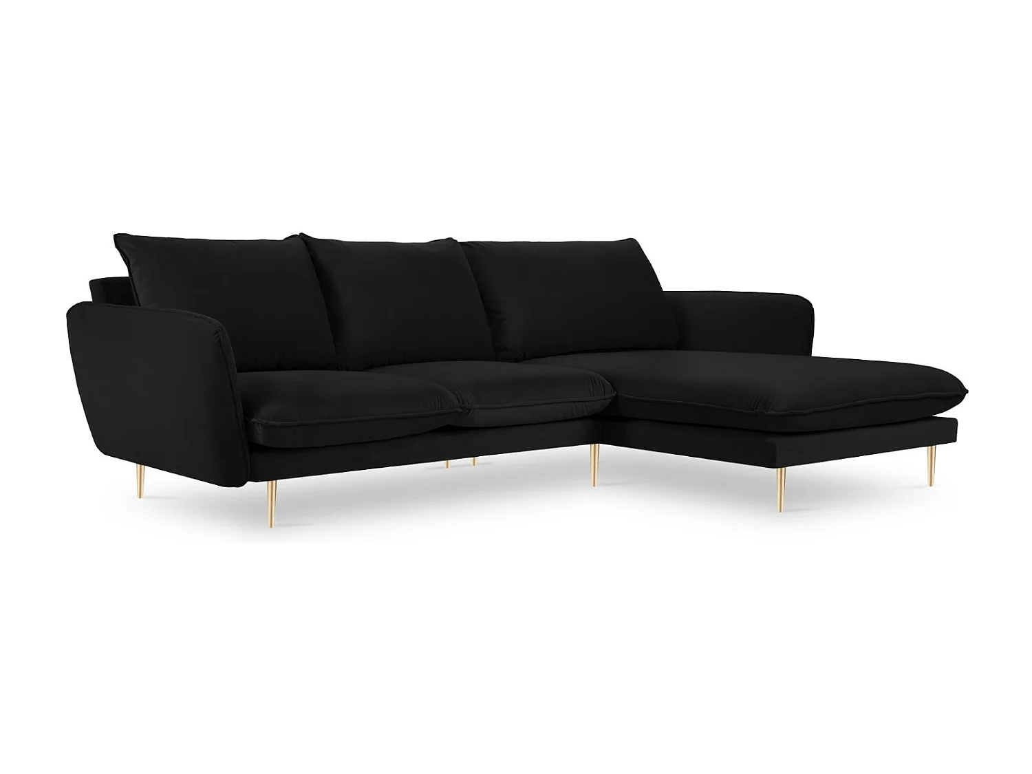 Cosmopolitan Design – Narożnik prawy, „Vienna” 5 miejsc welur, czarny – 255x170x95cm 3743062