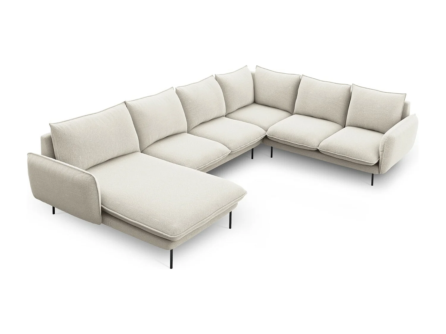 Cosmopolitan Design - Narożnik prawy panoramiczny, "Vienna" 7 miejsc tkanina strukturalna, beż jasny - 330x235x95cm 3743078 - obrazek 1