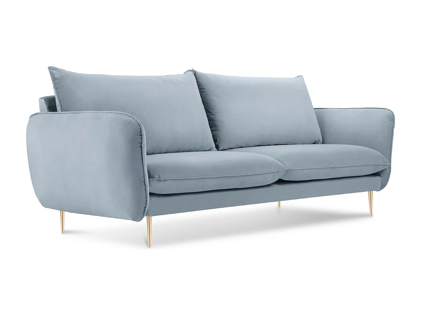 Cosmopolitan Design - Sofa, "Vienna" 2 miejsca welur, niebieski jasny - 160x92x95cm 3743081 - obrazek 1