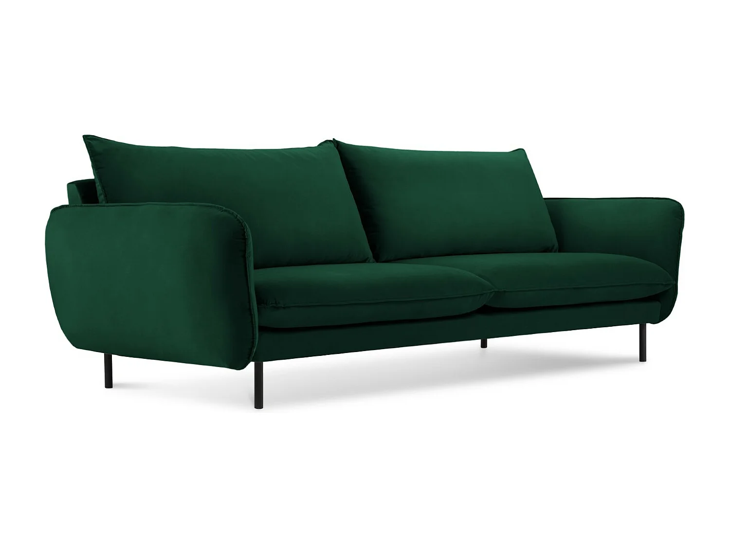 Cosmopolitan Design - Sofa, "Vienna" 3 miejsca welur, zielony butelkowy - 200x92x95cm 3743096 - obrazek 1