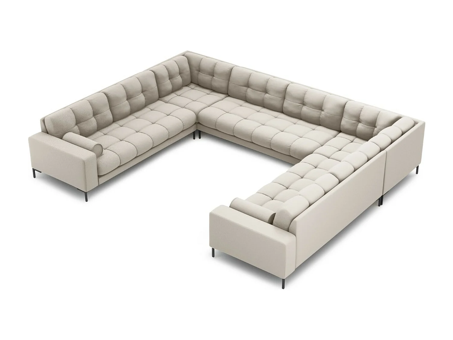 Cosmopolitan Design - Sofa panoramiczna, "Bali" 9 miejsc tkanina strukturalna, beż - 327x256x75cm 3743105 - obrazek 1