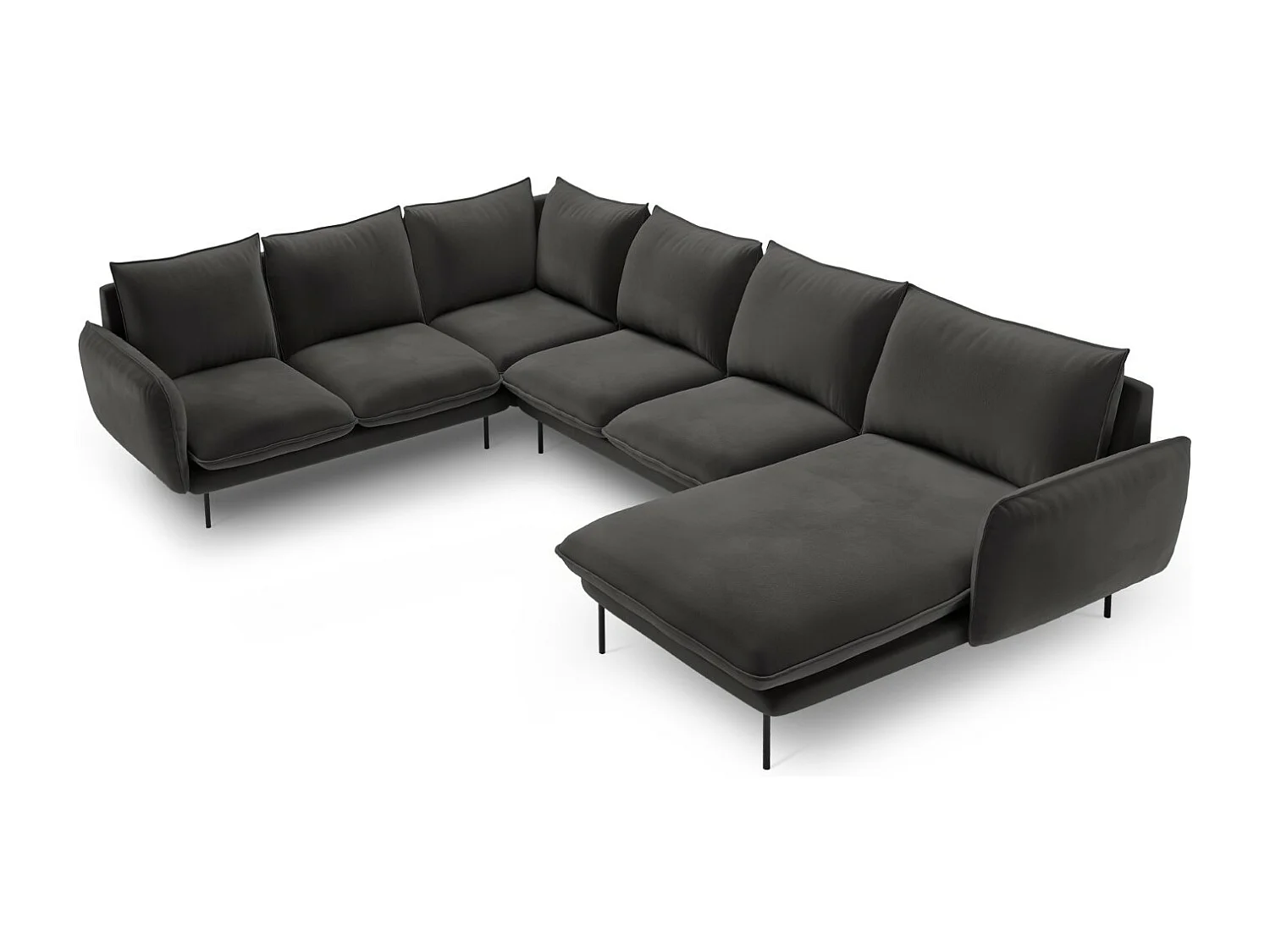 Cosmopolitan Design - Narożnik lewy panoramiczny, "Vienna" 7 miejsc welur, szary ciemny - 330x235x95cm 3743113 - obrazek 1