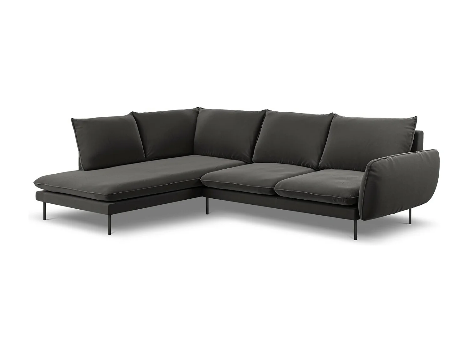 Cosmopolitan Design - Narożnik lewy, "Vienna" 6 miejsc welur, szary ciemny - 275x185x95cm 3743115 - obrazek 1