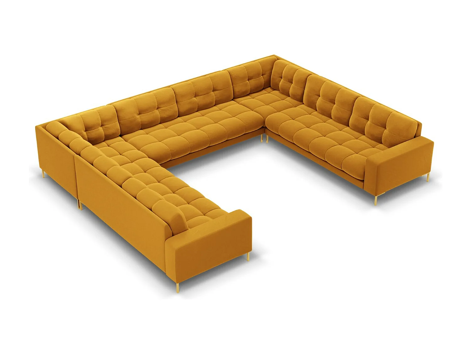 Cosmopolitan Design - Sofa panoramiczna, "Bali" 9 miejsc welur, żółty - 327x256x75cm 3743131 - obrazek 1