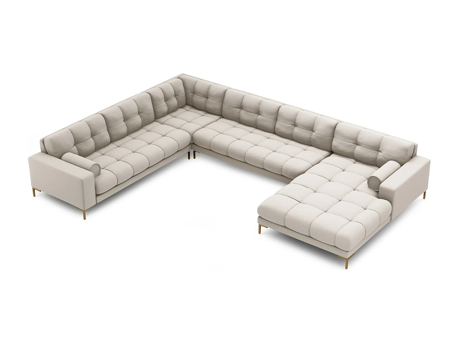 Cosmopolitan Design – Narożnik lewy panoramiczny, „Bali” 7 miejsc tkanina strukturalna, beż – 327x256x75cm 3743140