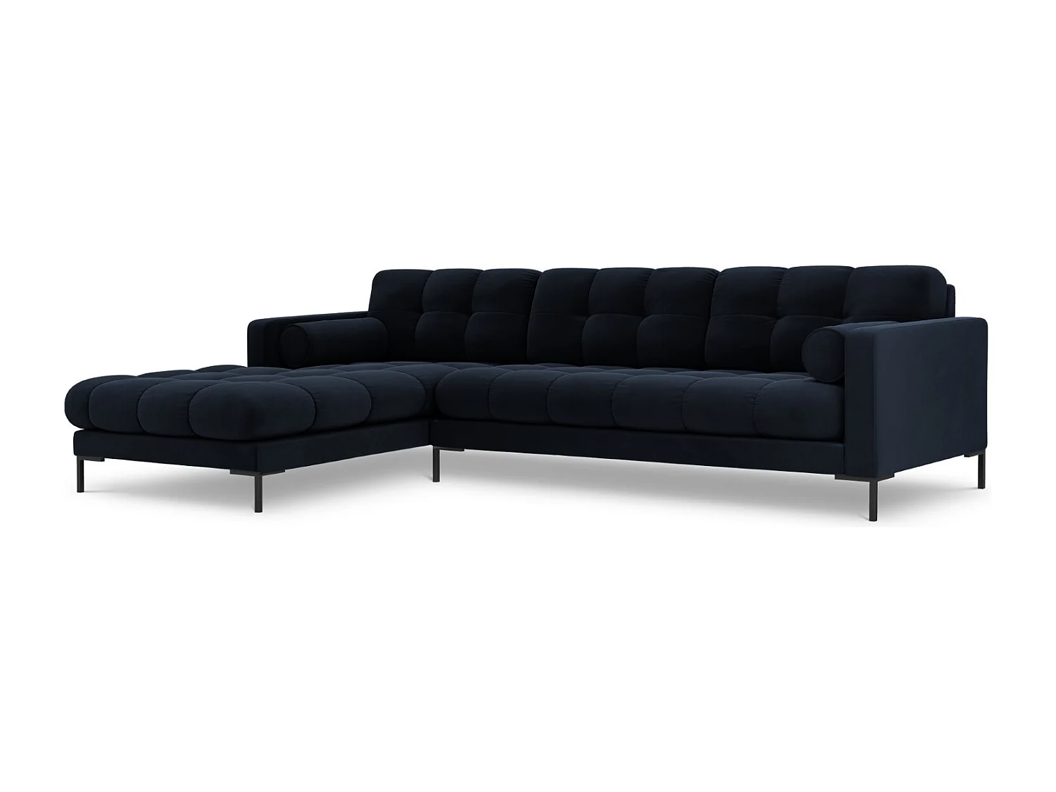 Cosmopolitan Design - Narożnik lewy, "Bali" 5 miejsc welur, niebieski ciemny - 293x185x75cm 3743183 - obrazek 1
