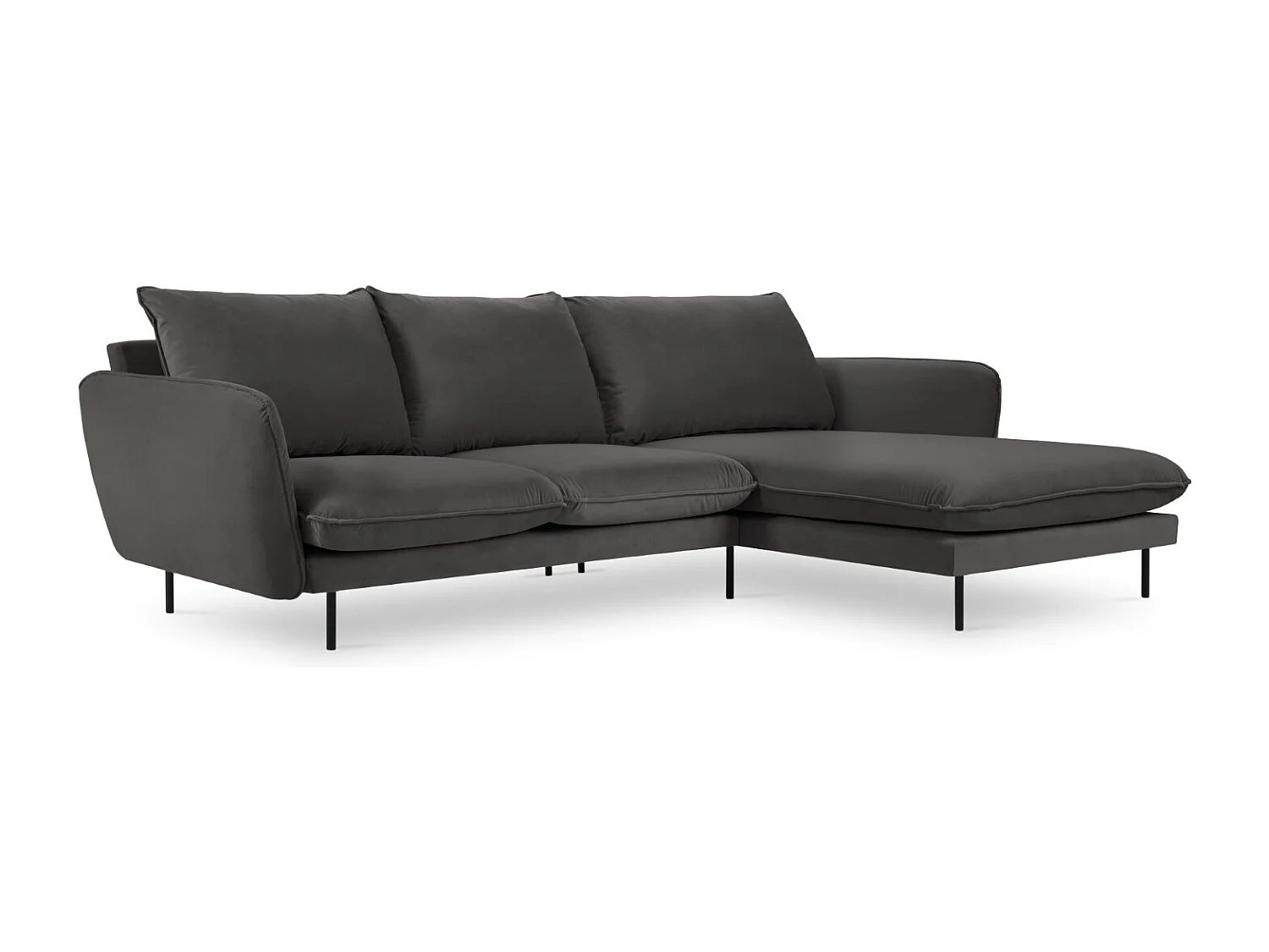 Cosmopolitan Design – Narożnik prawy, „Vienna” 5 miejsc welur, szary ciemny – 255x170x95cm 3743199