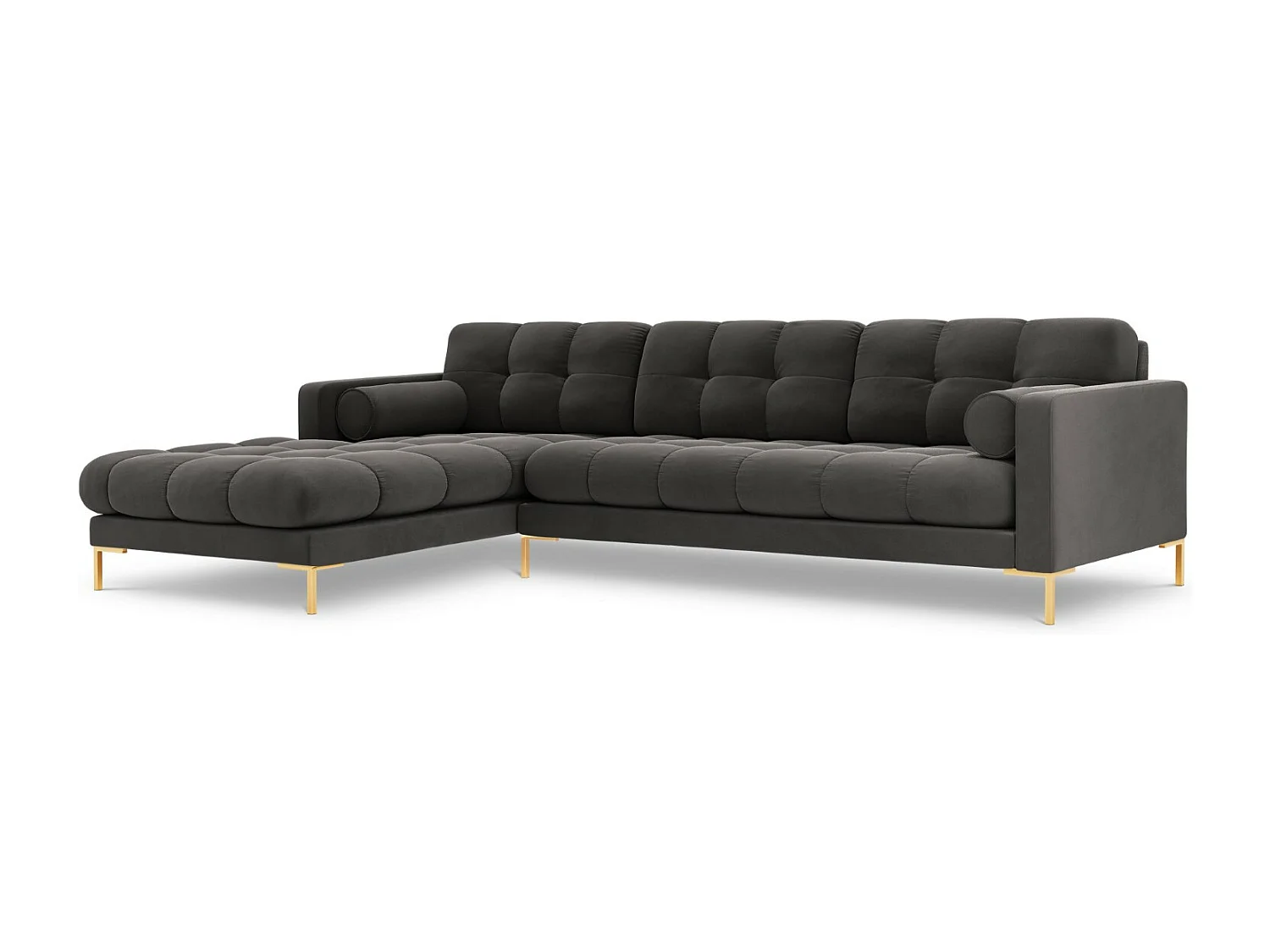 Cosmopolitan Design - Narożnik lewy, "Bali" 5 miejsc welur, szary ciemny - 293x185x75cm 3743200 - obrazek 1