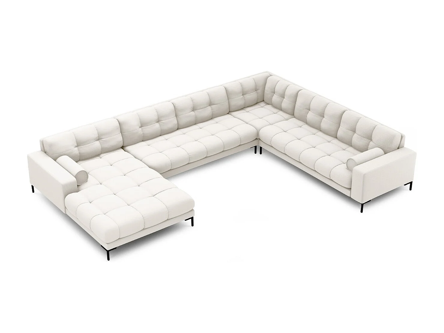 Cosmopolitan Design - Narożnik prawy panoramiczny, "Bali" 7 miejsc tkanina strukturalna, beż jasny - 327x256x75cm 3743207 - obrazek 1