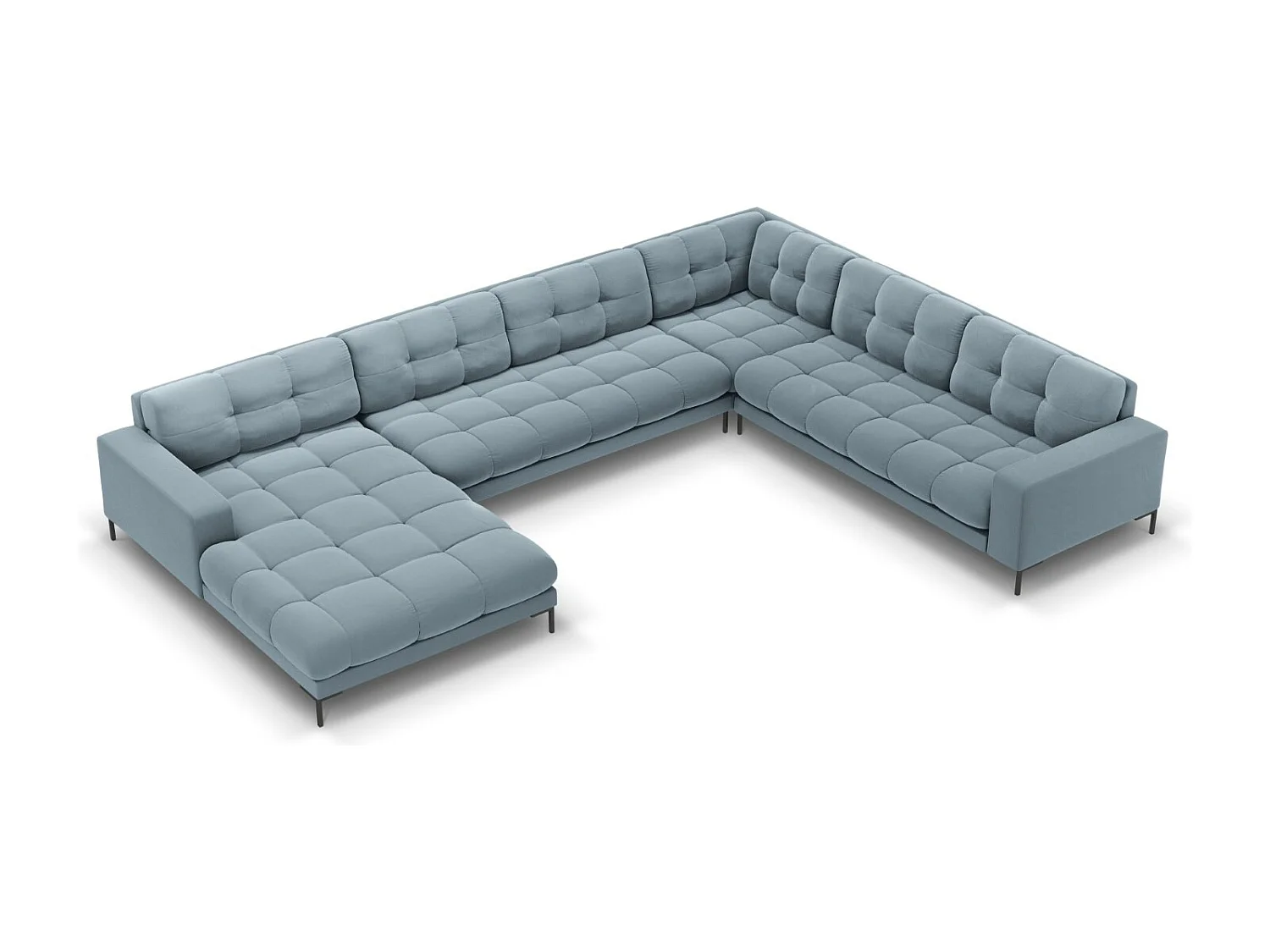 Cosmopolitan Design - Narożnik prawy panoramiczny, "Bali" 7 miejsc welur, niebieski jasny - 327x256x75cm 3743218 - obrazek 1