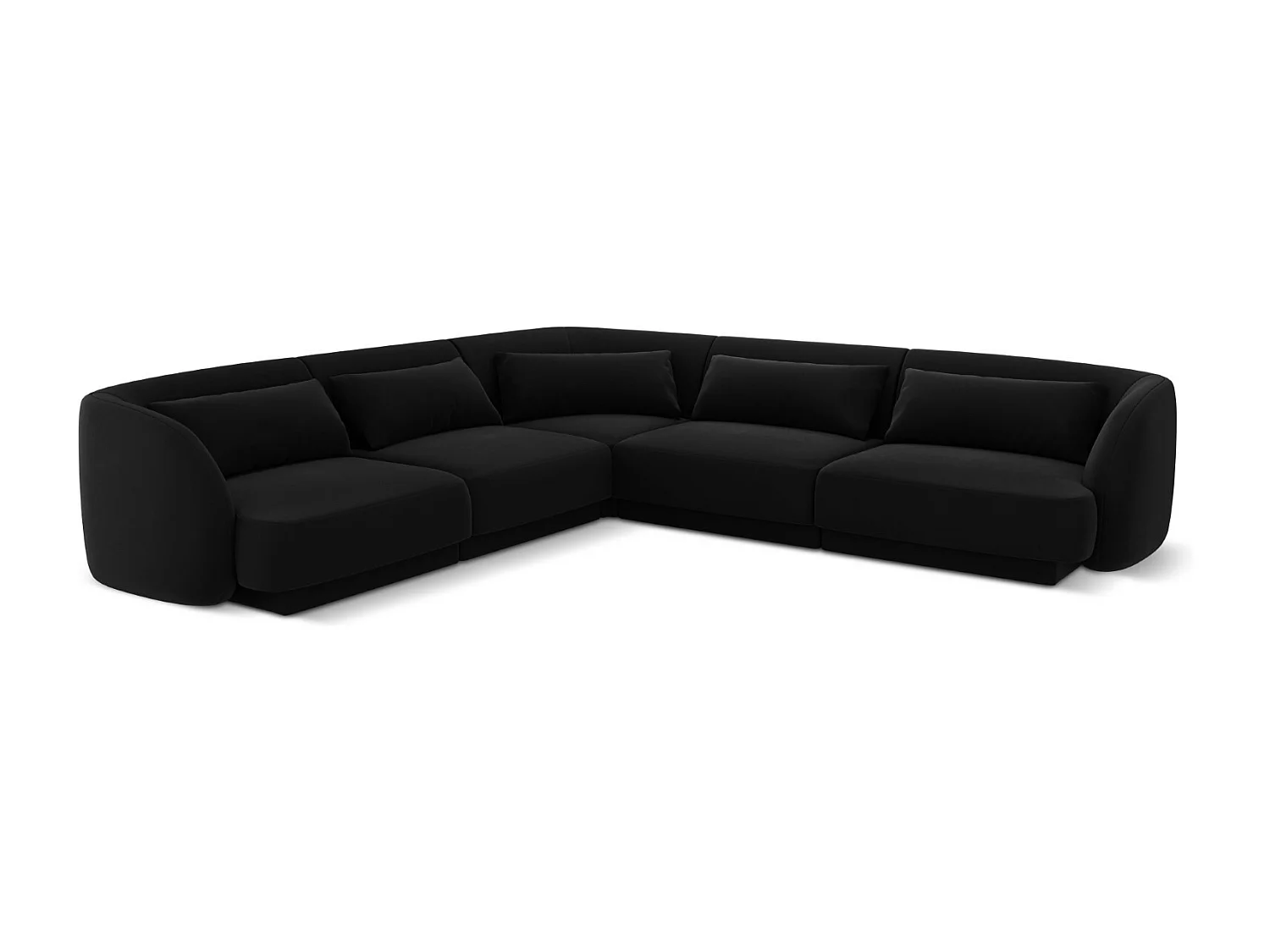 Cosmopolitan Design - Narożnik symetryczny, "Tulum" 5 miejsc welur, czarny - 255x255x70cm 3743246 - obrazek 1