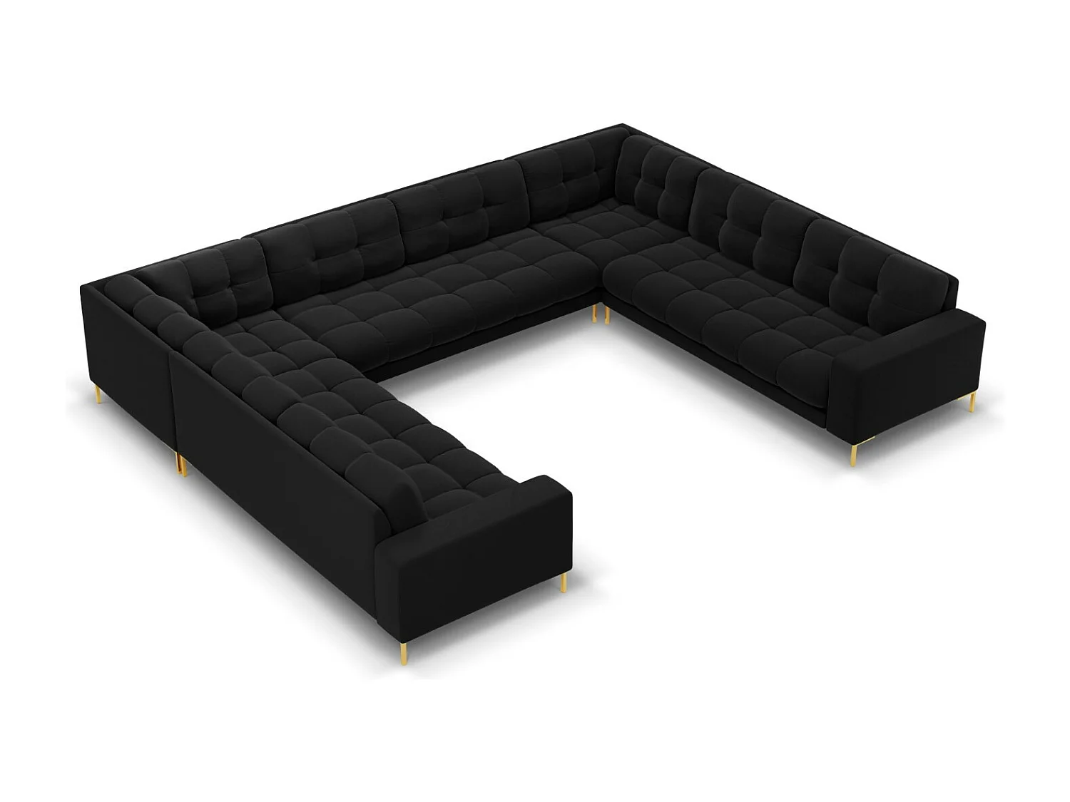 Cosmopolitan Design - Sofa panoramiczna, "Bali" 9 miejsc welur, czarny - 327x256x75cm 3743274 - obrazek 1