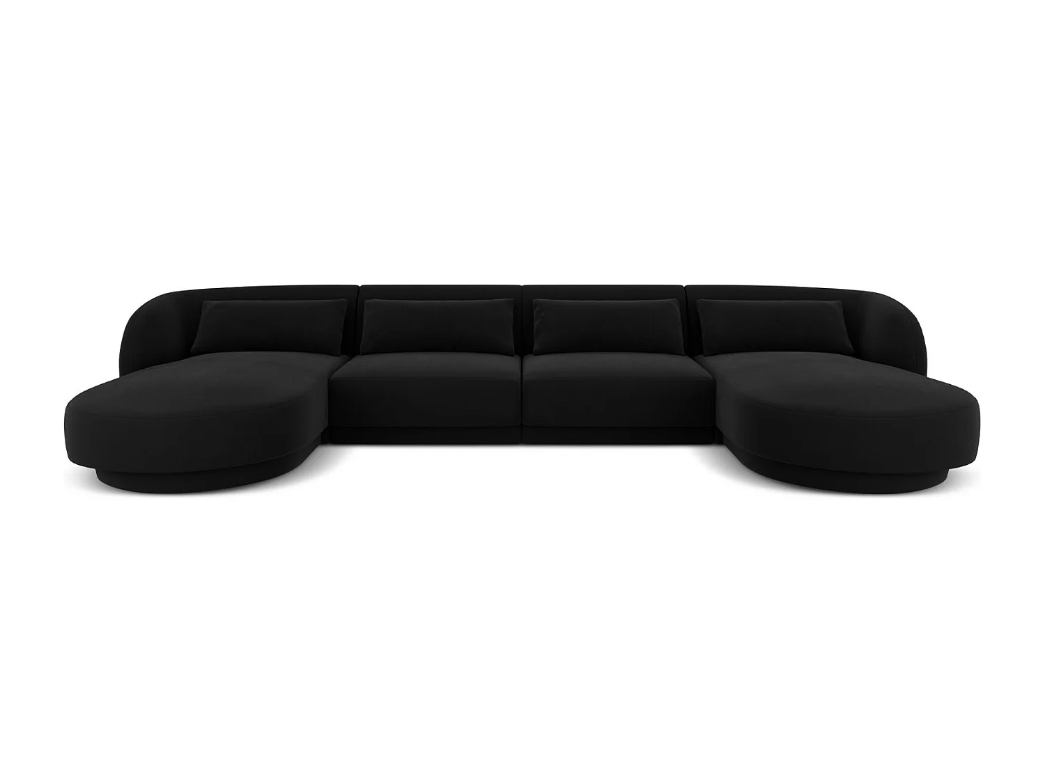 Cosmopolitan Design - Sofa panoramiczna, "Tulum" 5 miejsc welur, czarny - 330x156x70cm 3743280 - obrazek 1
