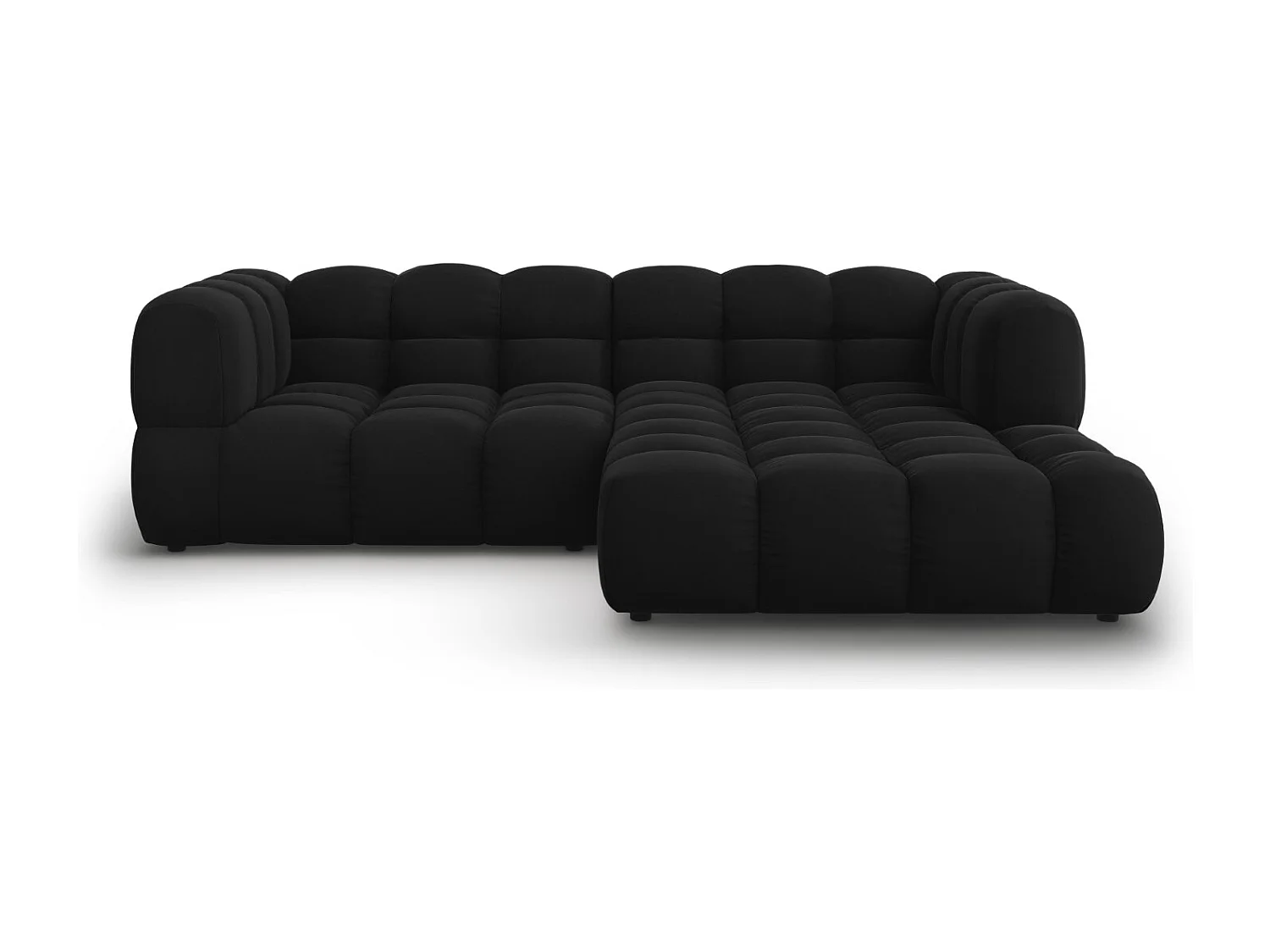 Cosmopolitan Design - Narożnik prawy panoramiczny, "Sky" 3 miejsca welur, czarny - 244x162x75cm 3743278 - obrazek 1