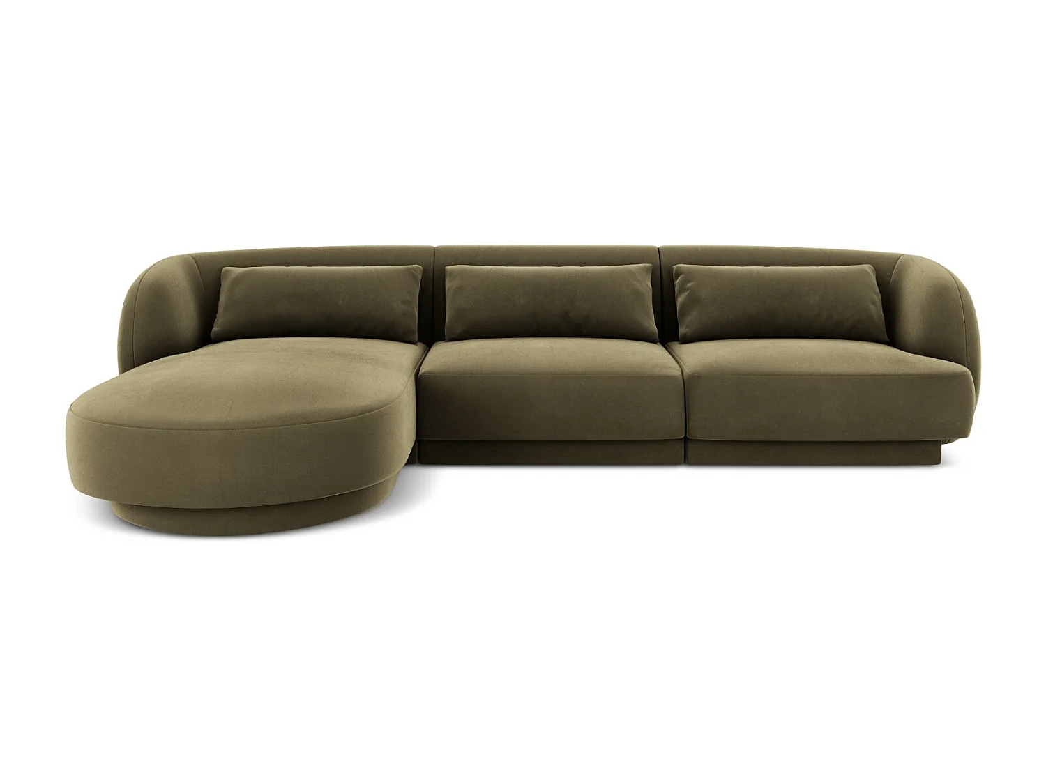 Cosmopolitan Design - Narożnik lewy, "Tulum" 4 miejsca welur, zielony - 255x156x70cm 3743277 - obrazek 1