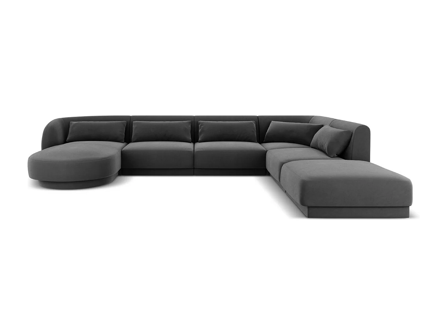 Cosmopolitan Design - Narożnik prawy panoramiczny, "Tulum" 6 miejsc welur, szary - 330x255x70cm 3743283 - obrazek 1